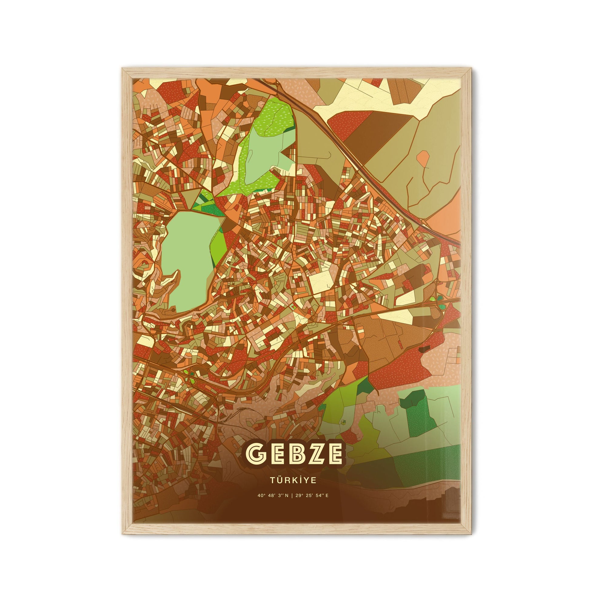 Colorful GEBZE TURKEY Fine Art Map Farmhouse