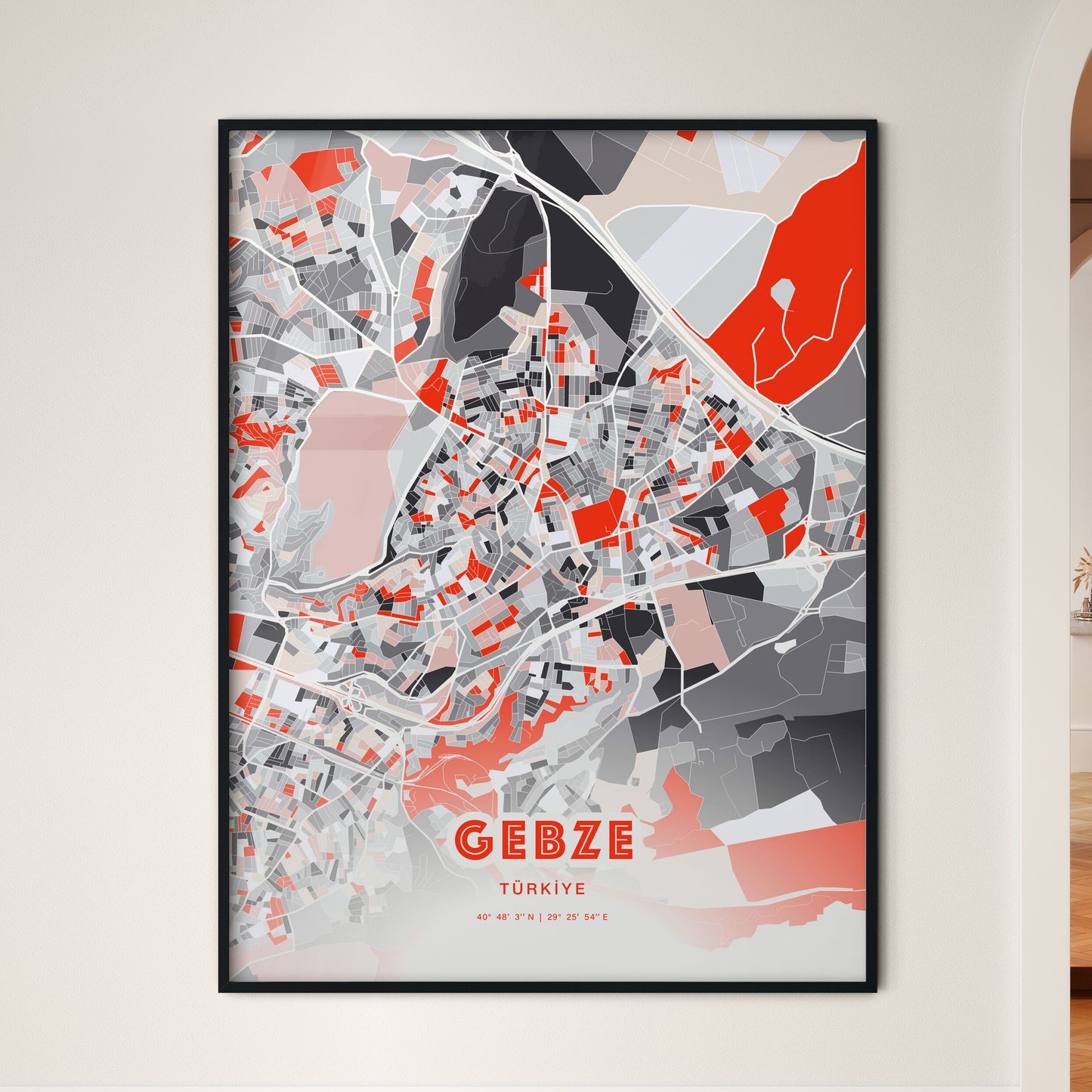 Colorful GEBZE TURKEY Fine Art Map Modern