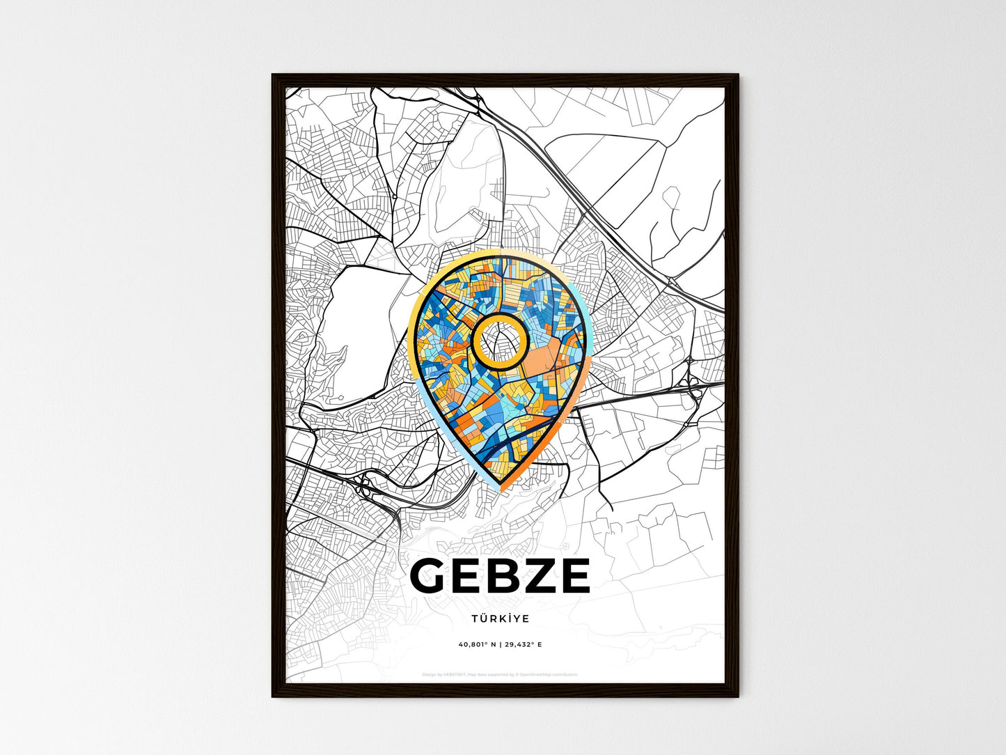 Gebze Turkey wedding art map with pointer icon