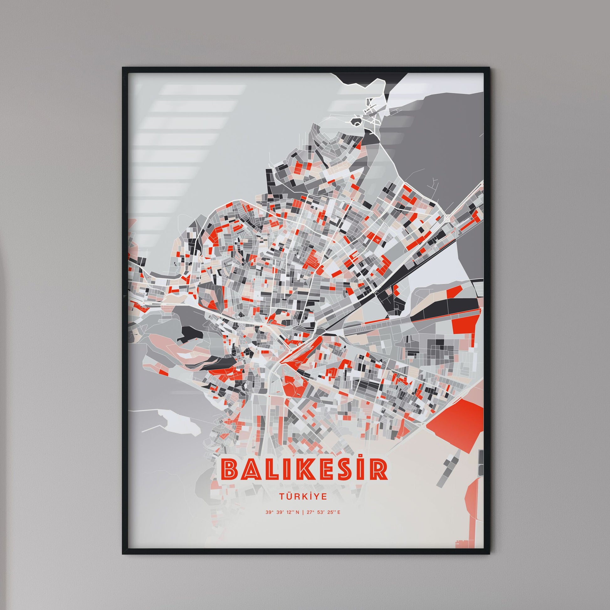 Colorful BALIKESIR TURKEY Fine Art Map Modern