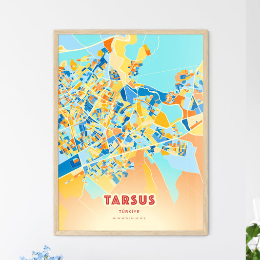 Colorful TARSUS TURKEY Fine Art Map Blue Orange