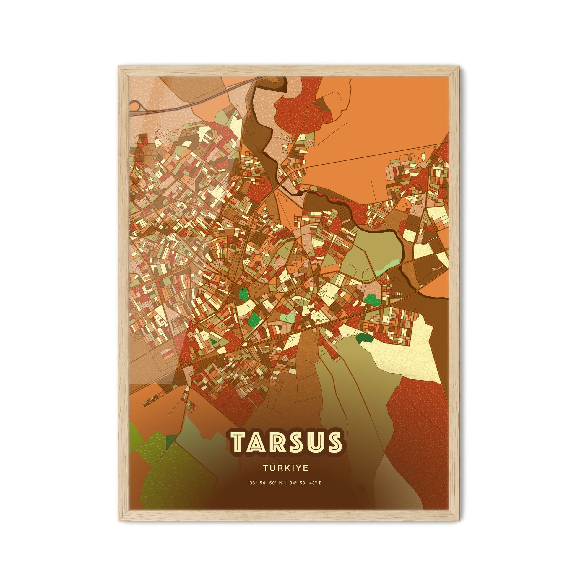 Colorful TARSUS TURKEY Fine Art Map Farmhouse