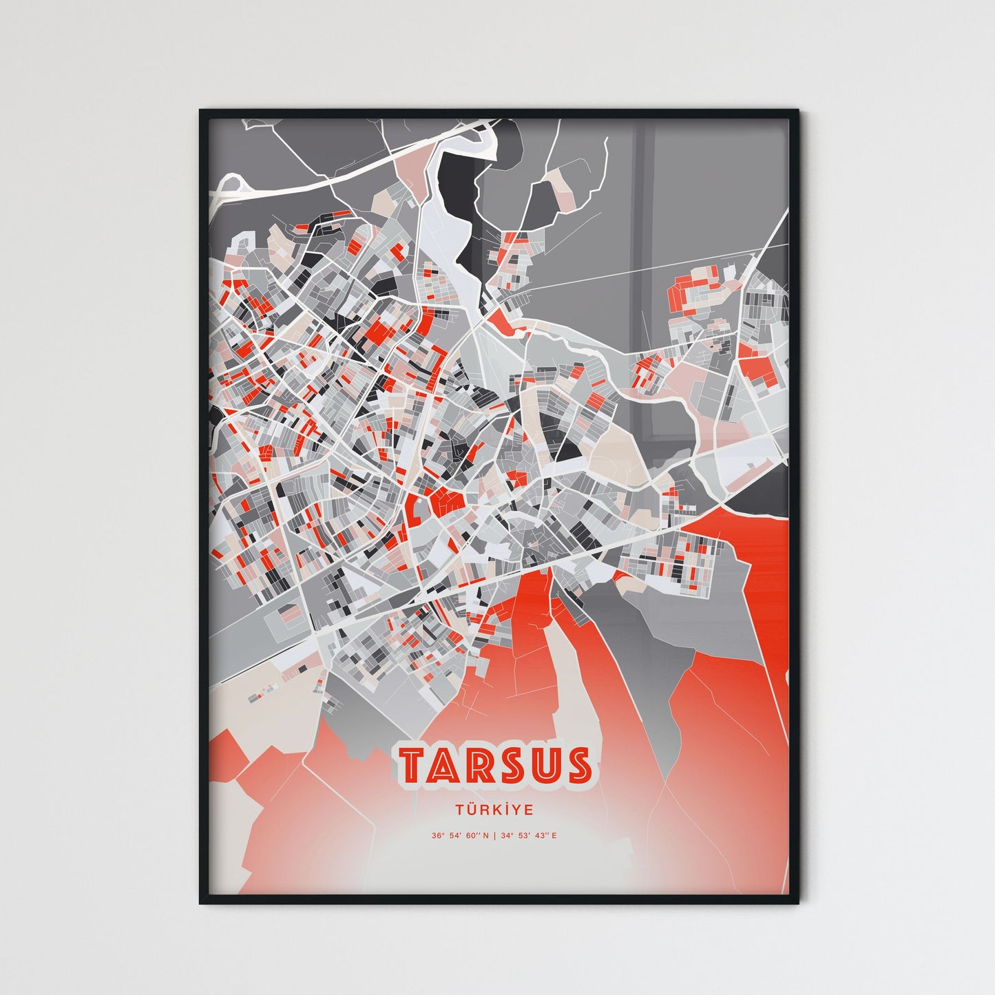 Colorful TARSUS TURKEY Fine Art Map Modern