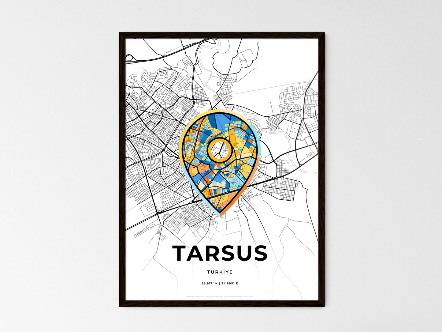 Tarsus Turkey wedding art map with pointer icon