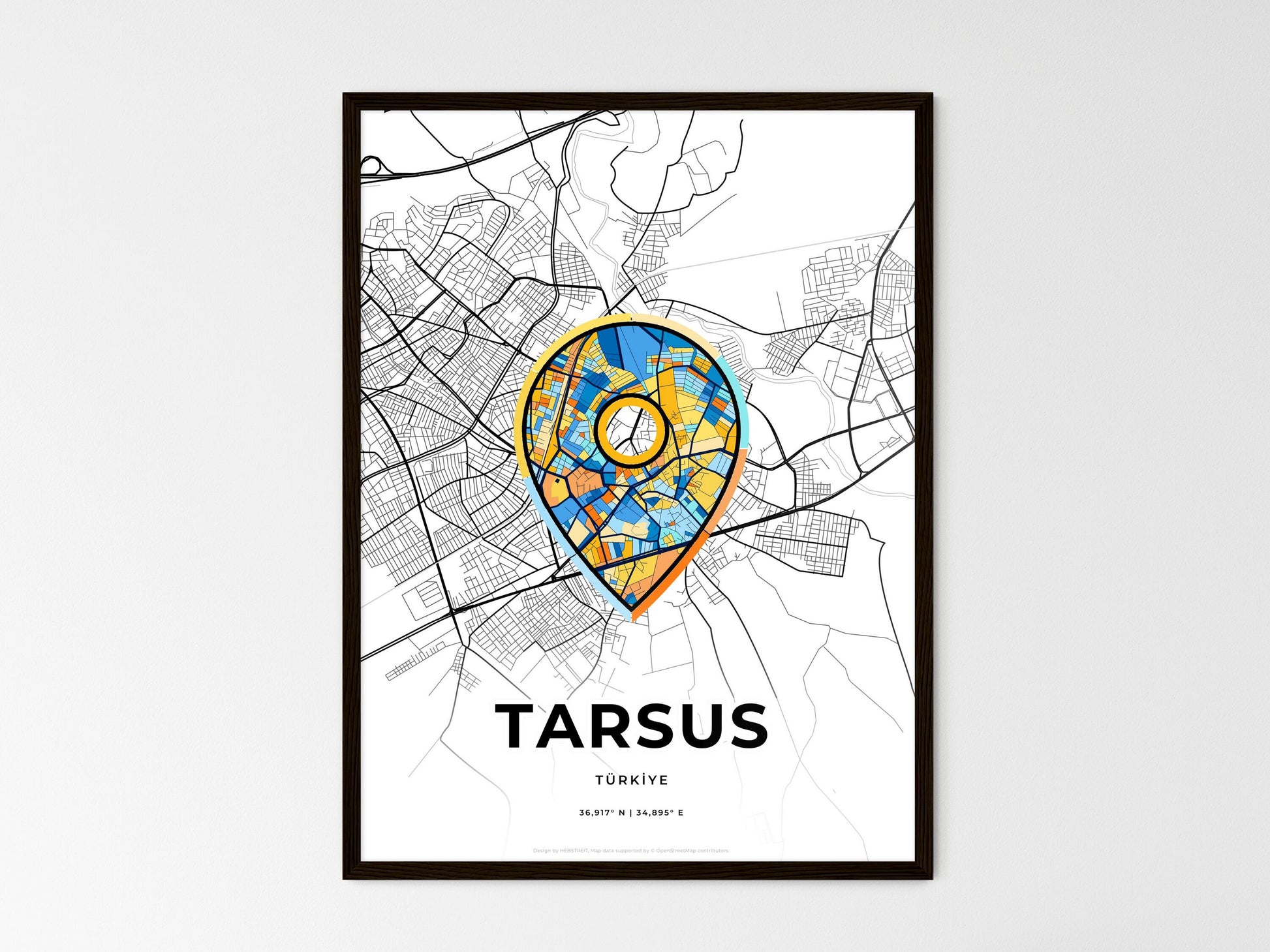 Tarsus Turkey wedding art map with pointer icon