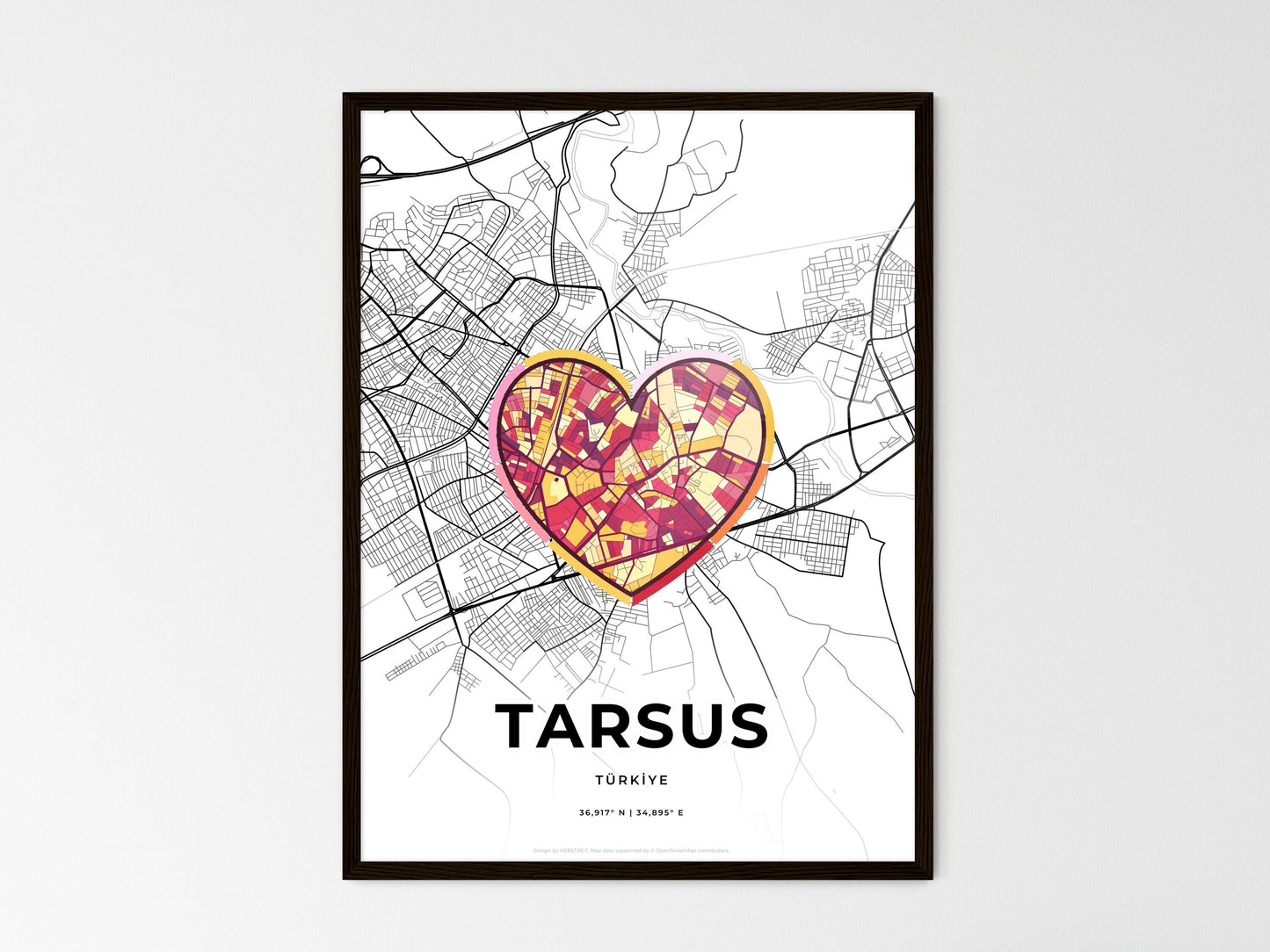 Tarsus Turkey wedding art map with heart icon