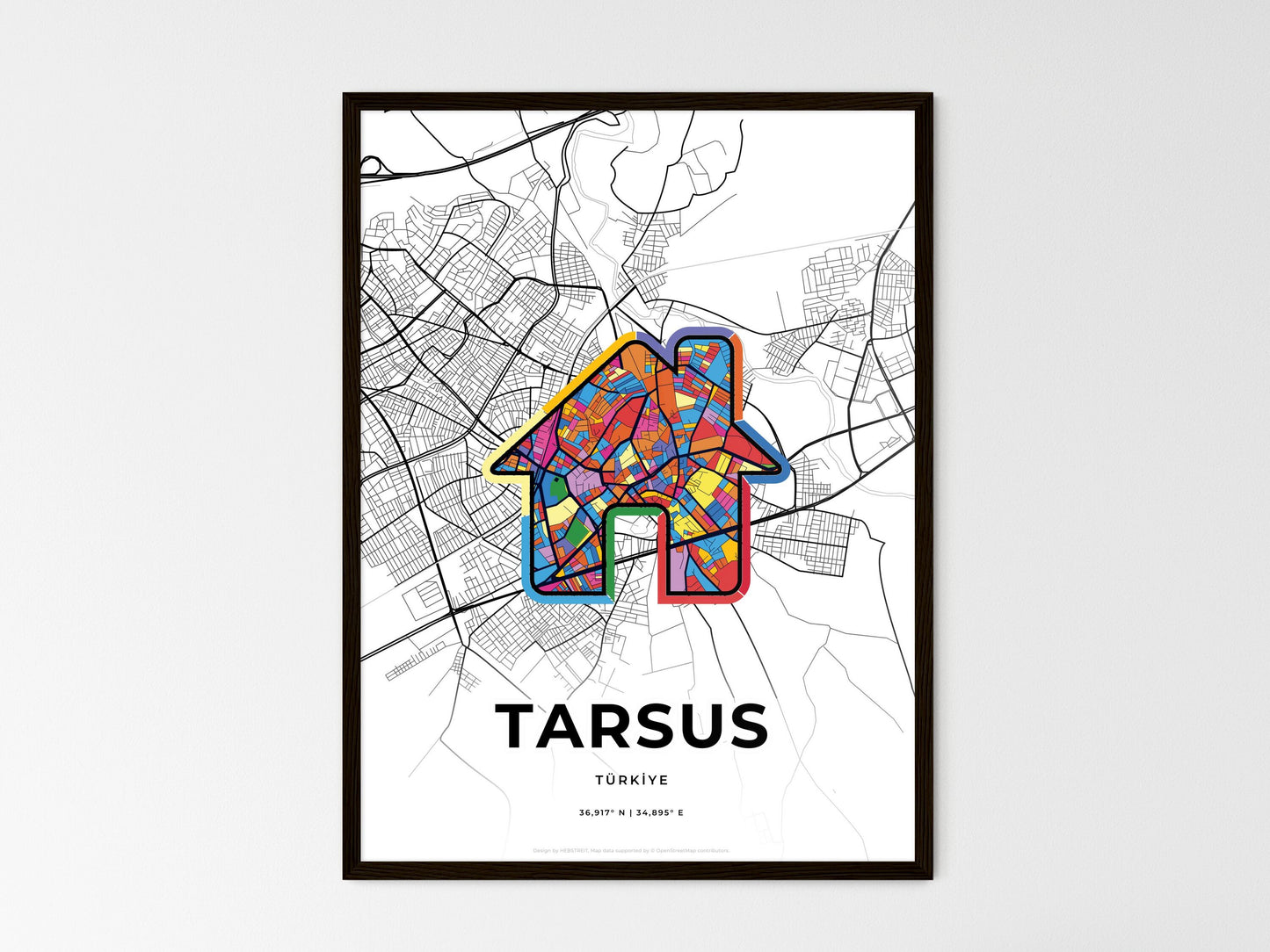 Tarsus Turkey wedding art map with home icon