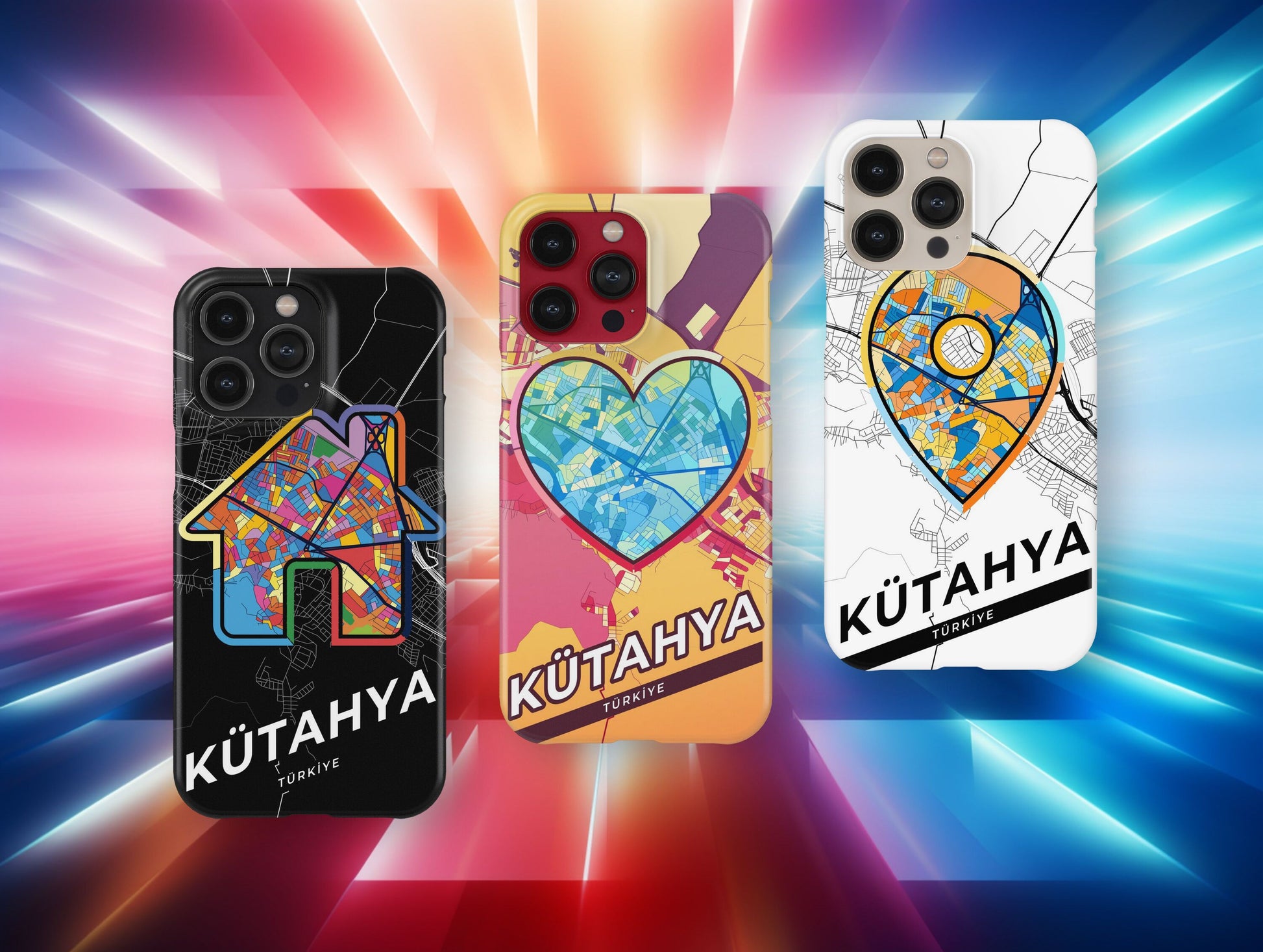 Kütahya Turkey slim phone case with colorful icon. Birthday, wedding or housewarming gift. Couple match cases.