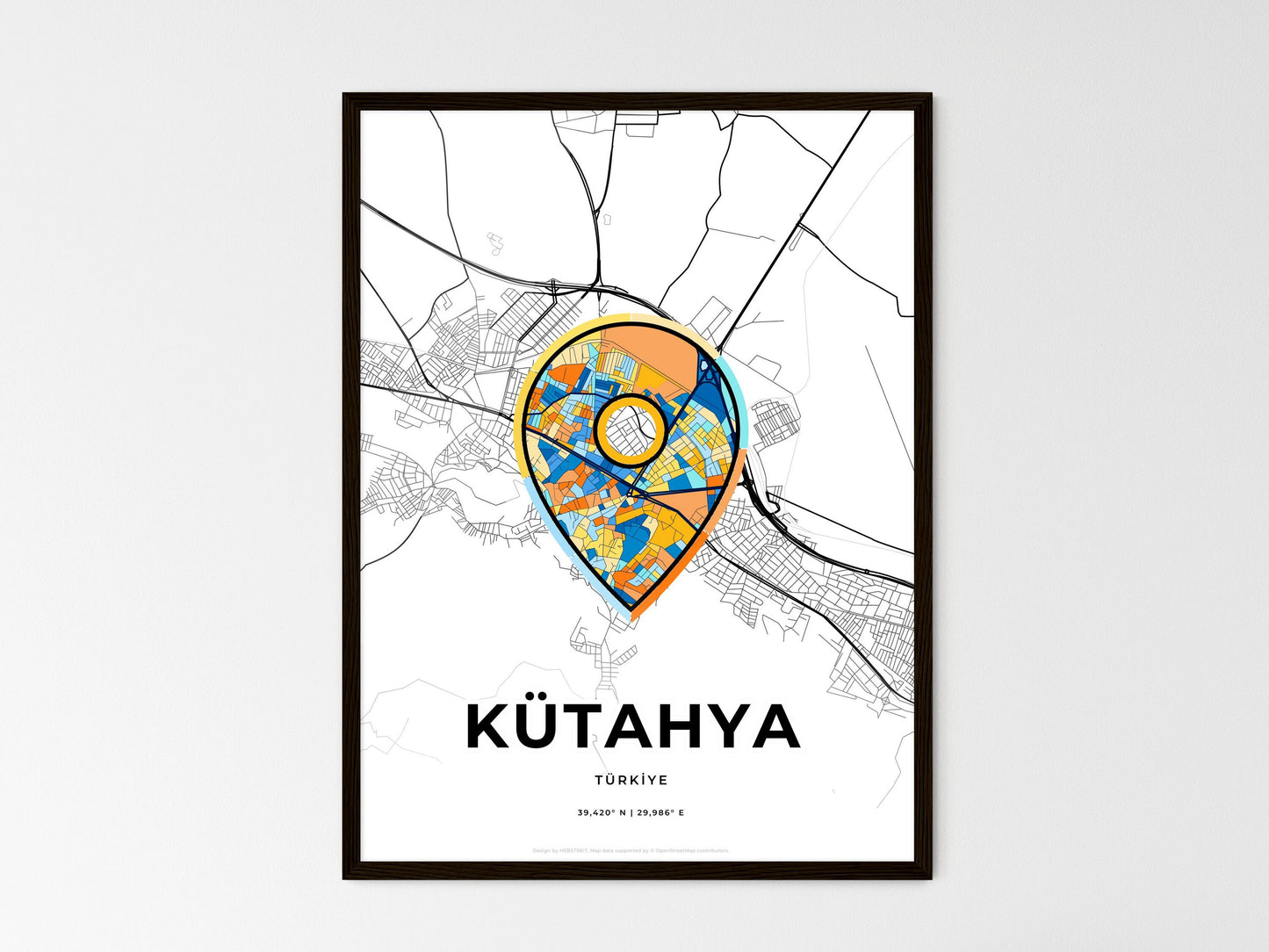 Kütahya Turkey wedding art map with pointer icon