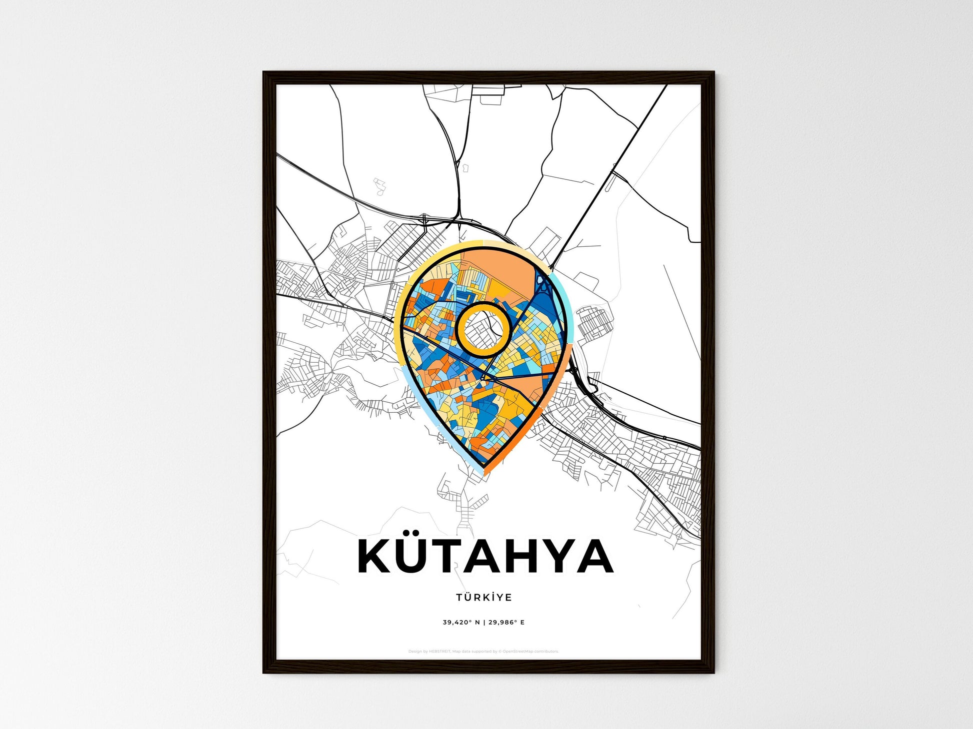Kütahya Turkey wedding art map with pointer icon