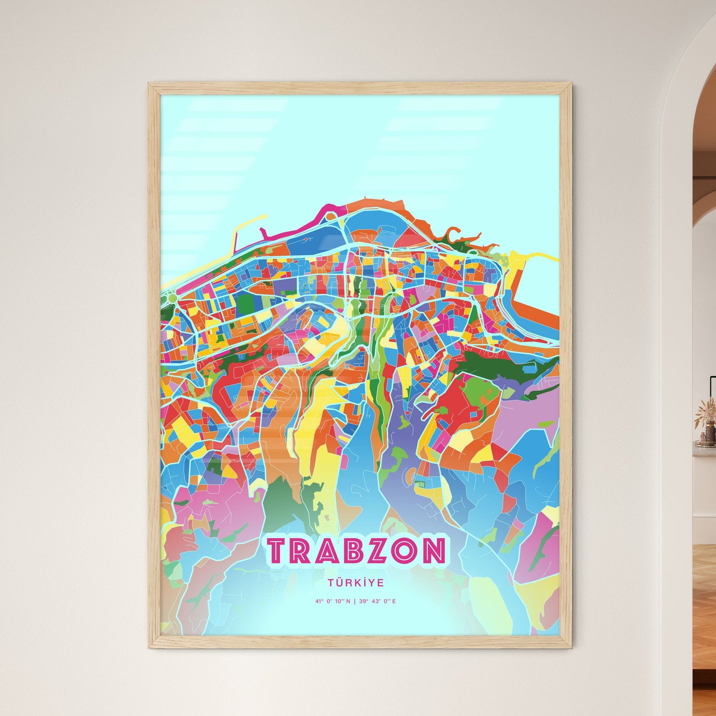 Colorful TRABZON TURKEY Fine Art Map Crazy Colors