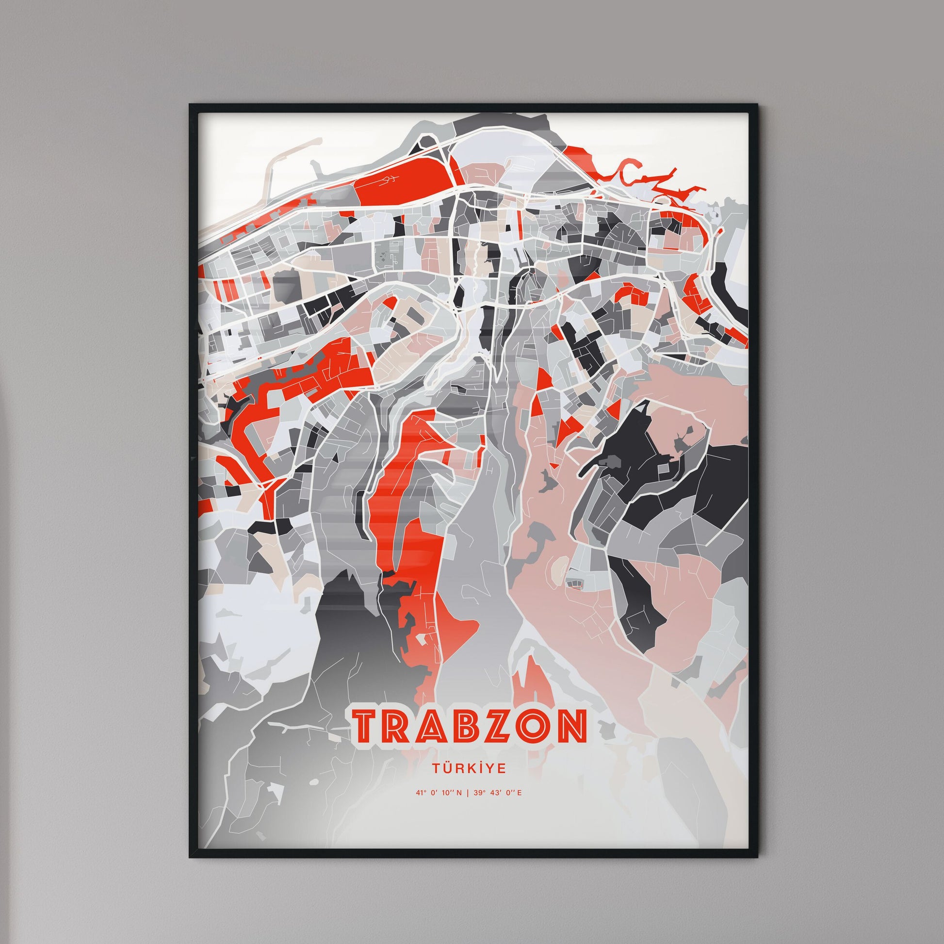 Colorful TRABZON TURKEY Fine Art Map Modern