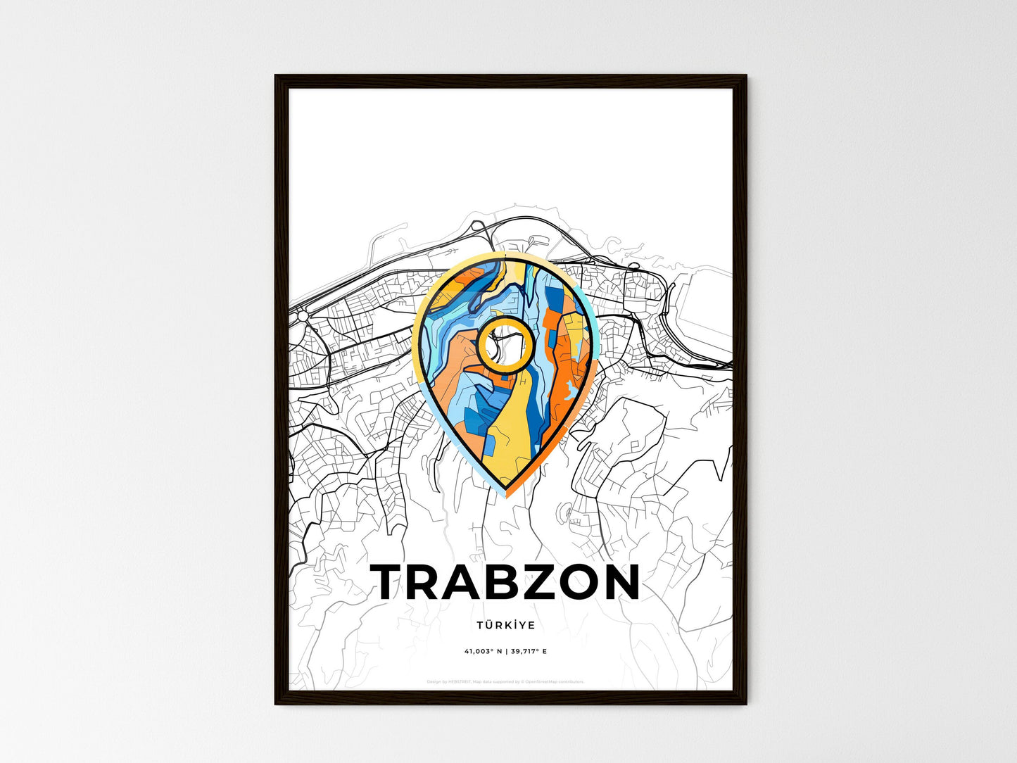 Trabzon Turkey wedding art map with pointer icon