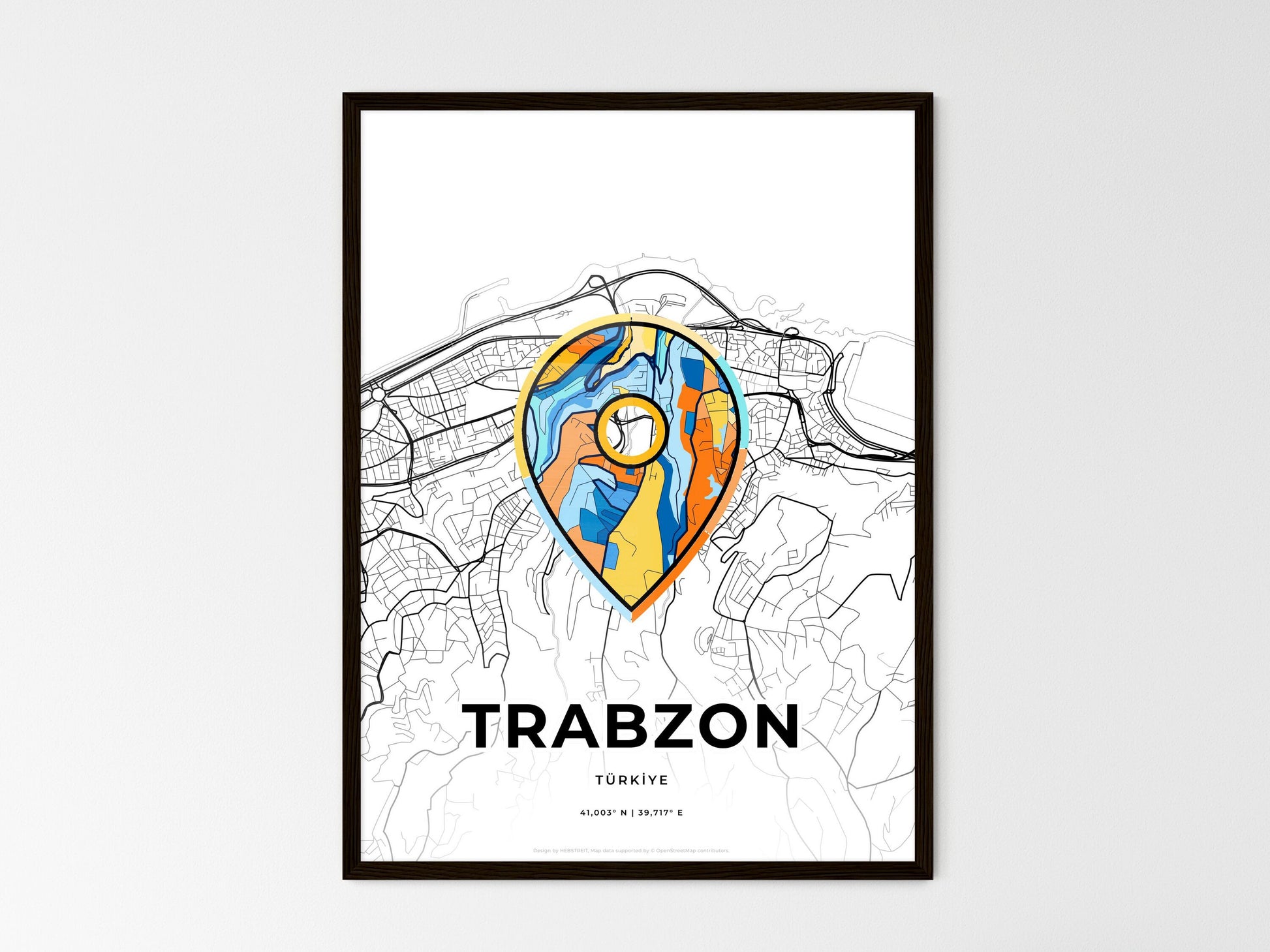 Trabzon Turkey wedding art map with pointer icon