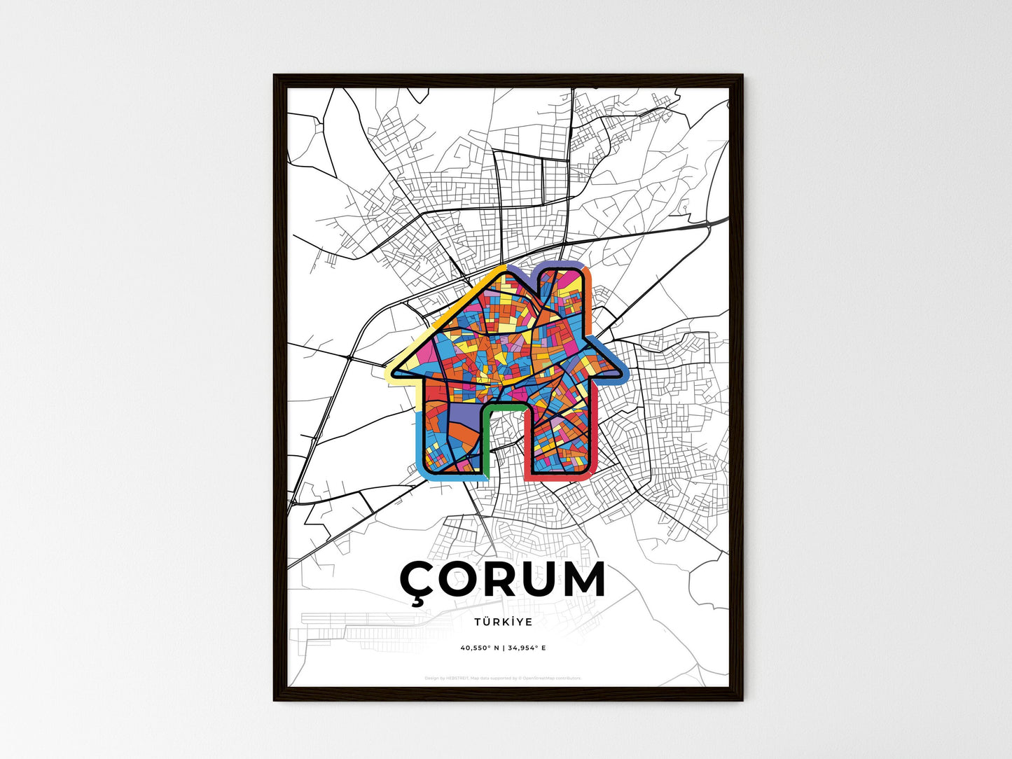 Çorum Turkey wedding art map with home icon
