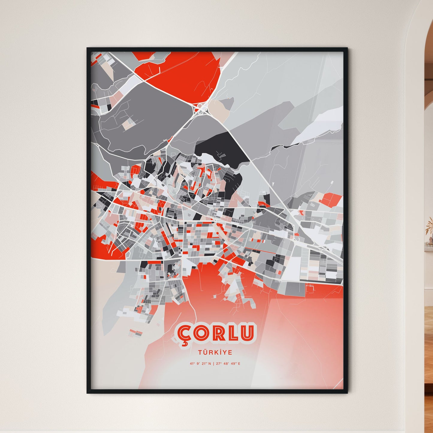 Colorful ÇORLU TURKEY Fine Art Map Modern