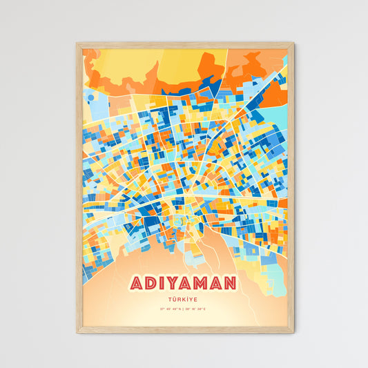 Colorful ADIYAMAN TURKEY Fine Art Map Blue Orange