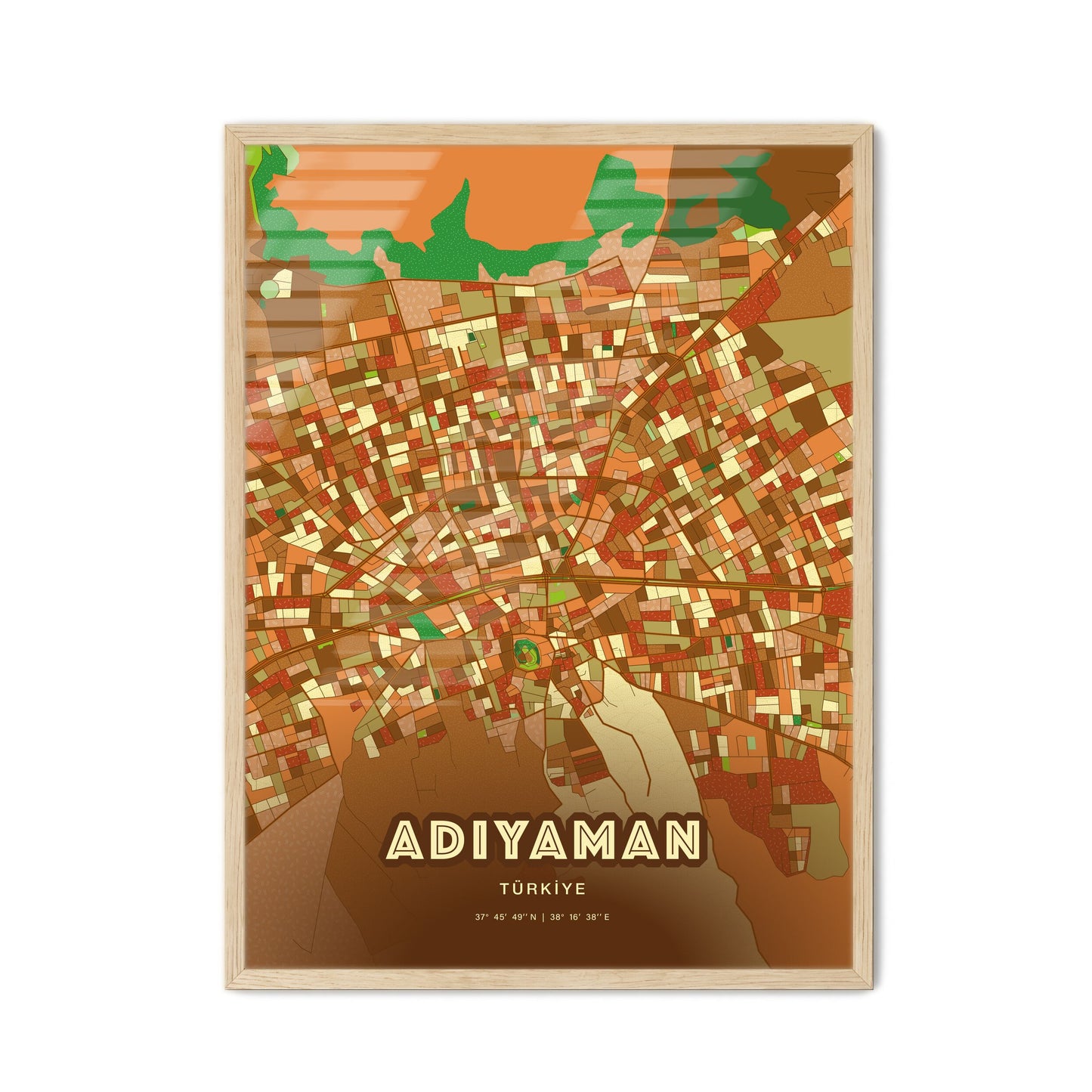 Colorful ADIYAMAN TURKEY Fine Art Map Farmhouse