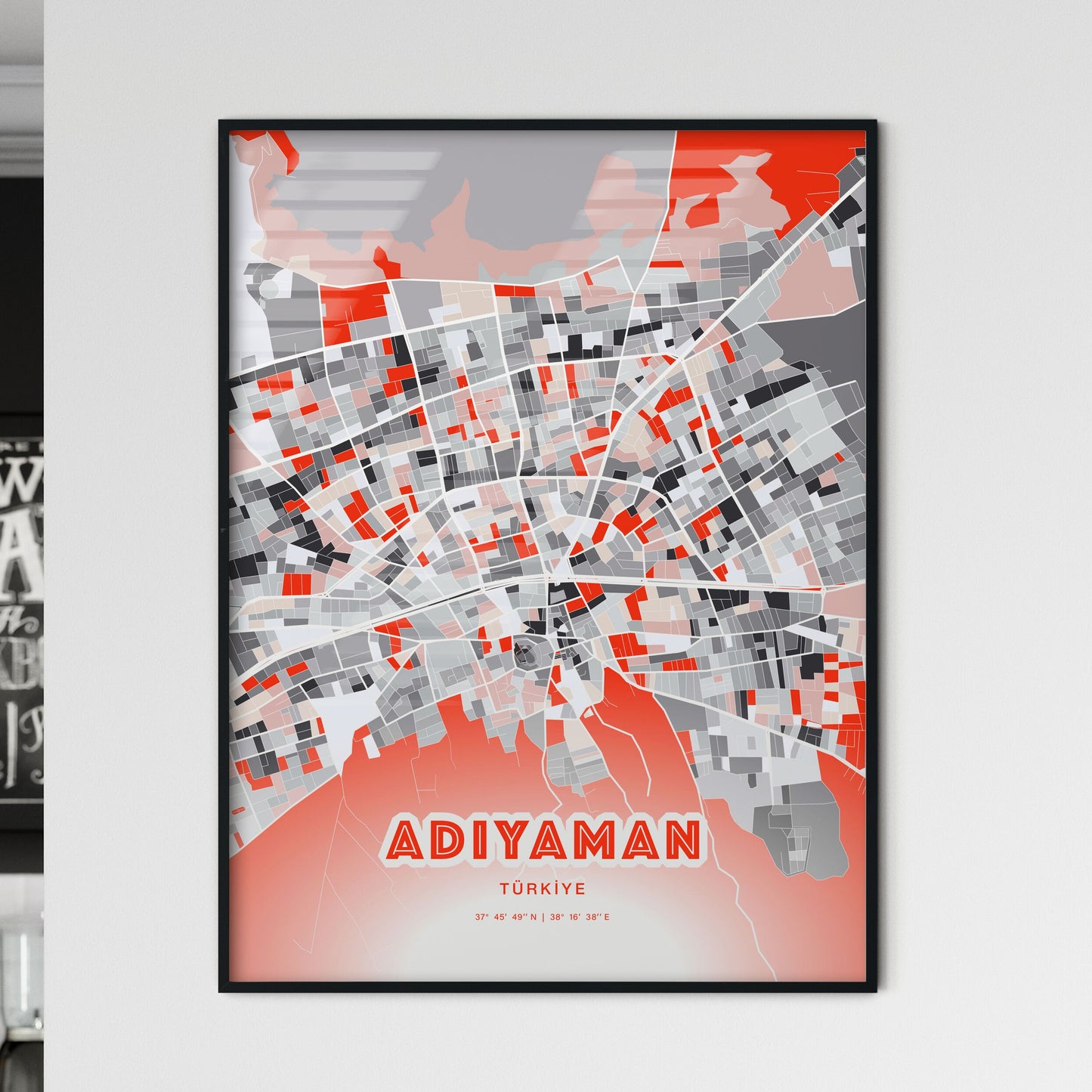 Colorful ADIYAMAN TURKEY Fine Art Map Modern