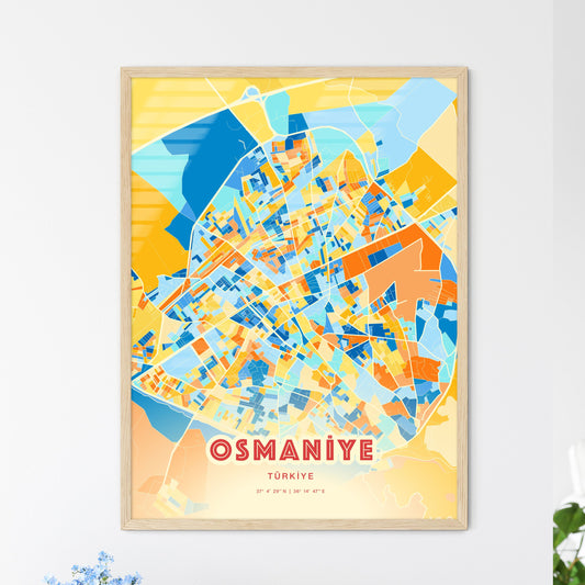 Colorful OSMANIYE TURKEY Fine Art Map Blue Orange