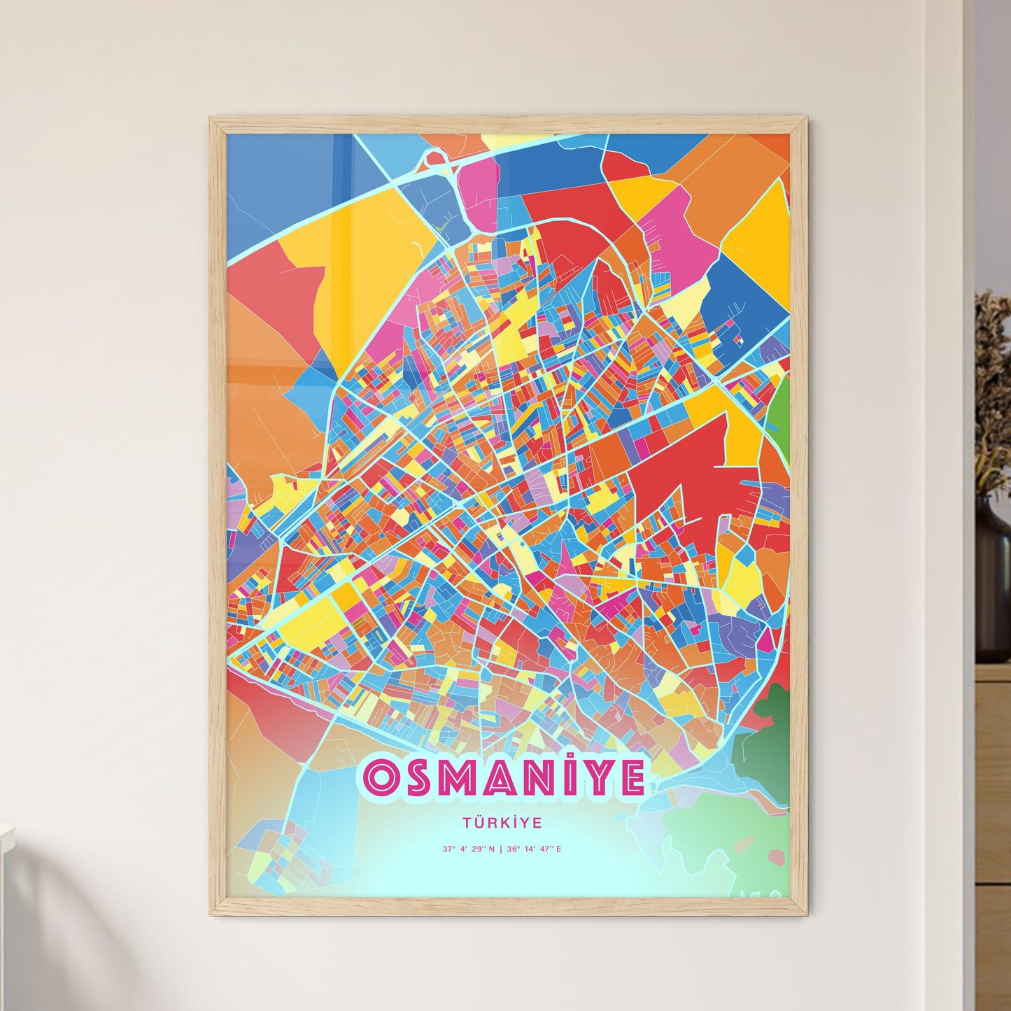 Colorful OSMANIYE TURKEY Fine Art Map Crazy Colors