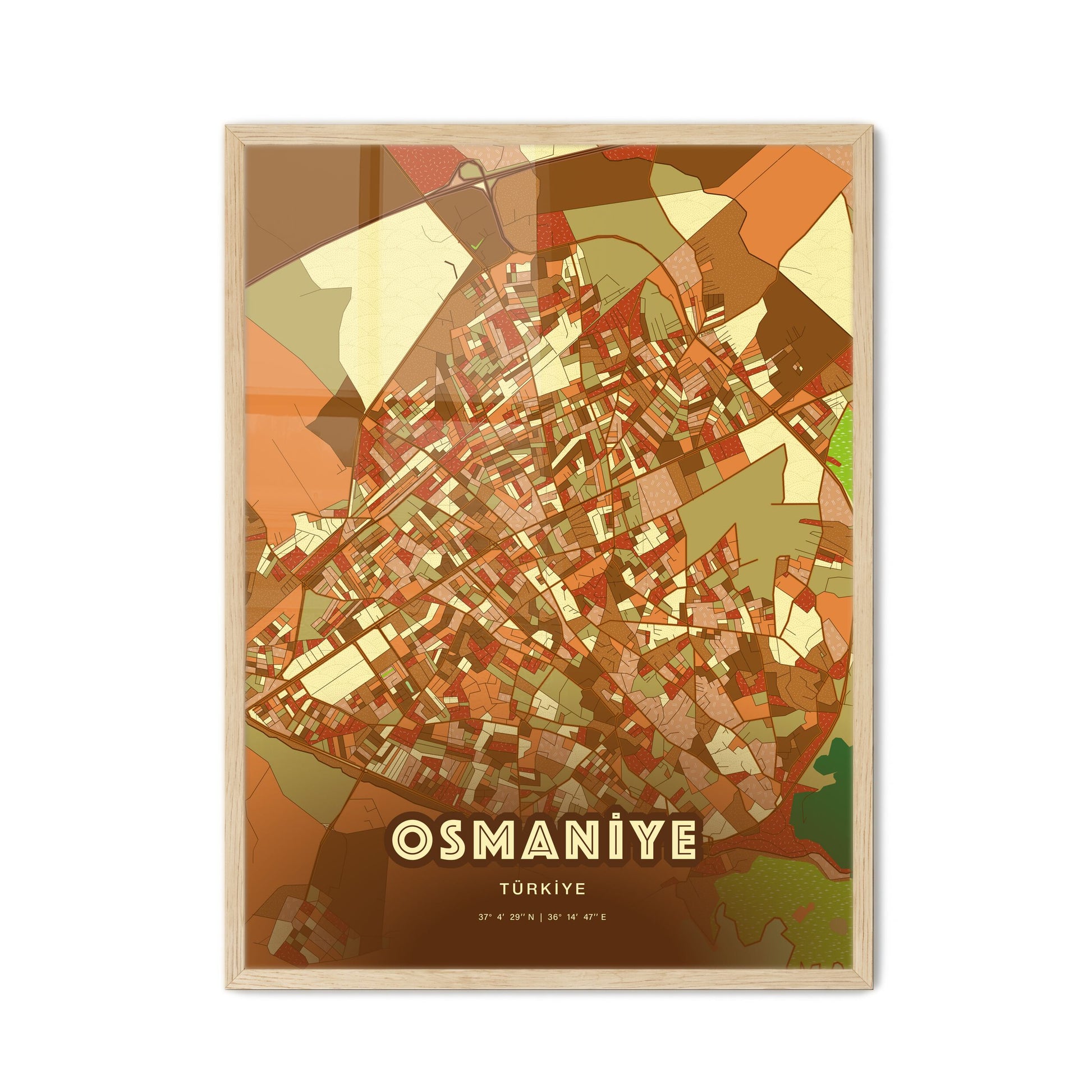 Colorful OSMANIYE TURKEY Fine Art Map Farmhouse