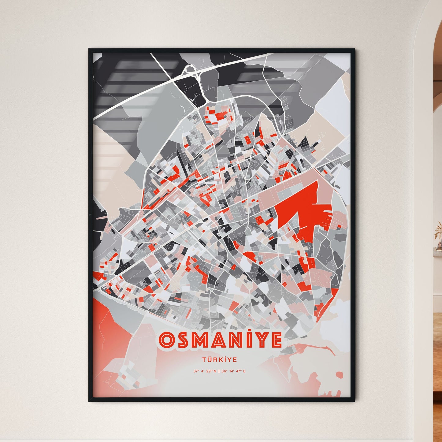 Colorful OSMANIYE TURKEY Fine Art Map Modern