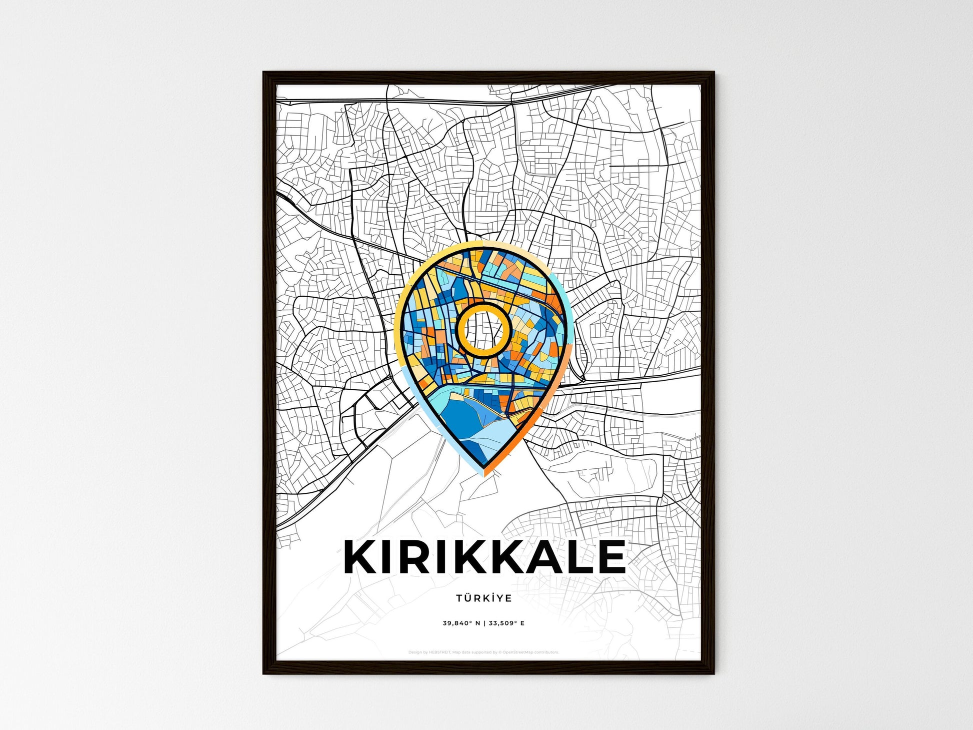 Kirikkale Turkey wedding art map with pointer icon