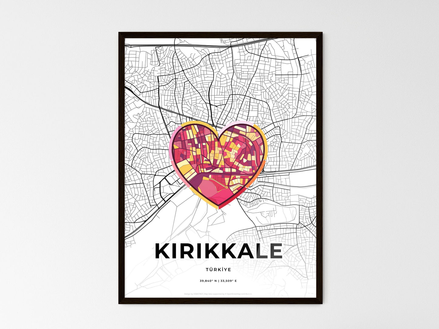 Kirikkale Turkey wedding art map with heart icon