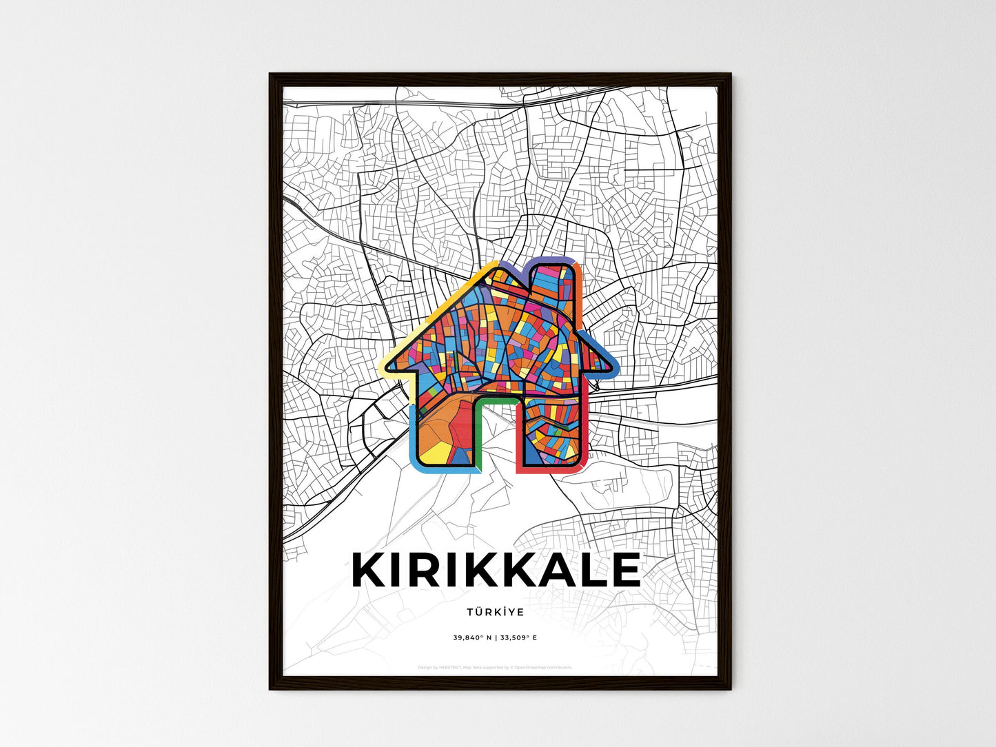 Kirikkale Turkey wedding art map with home icon