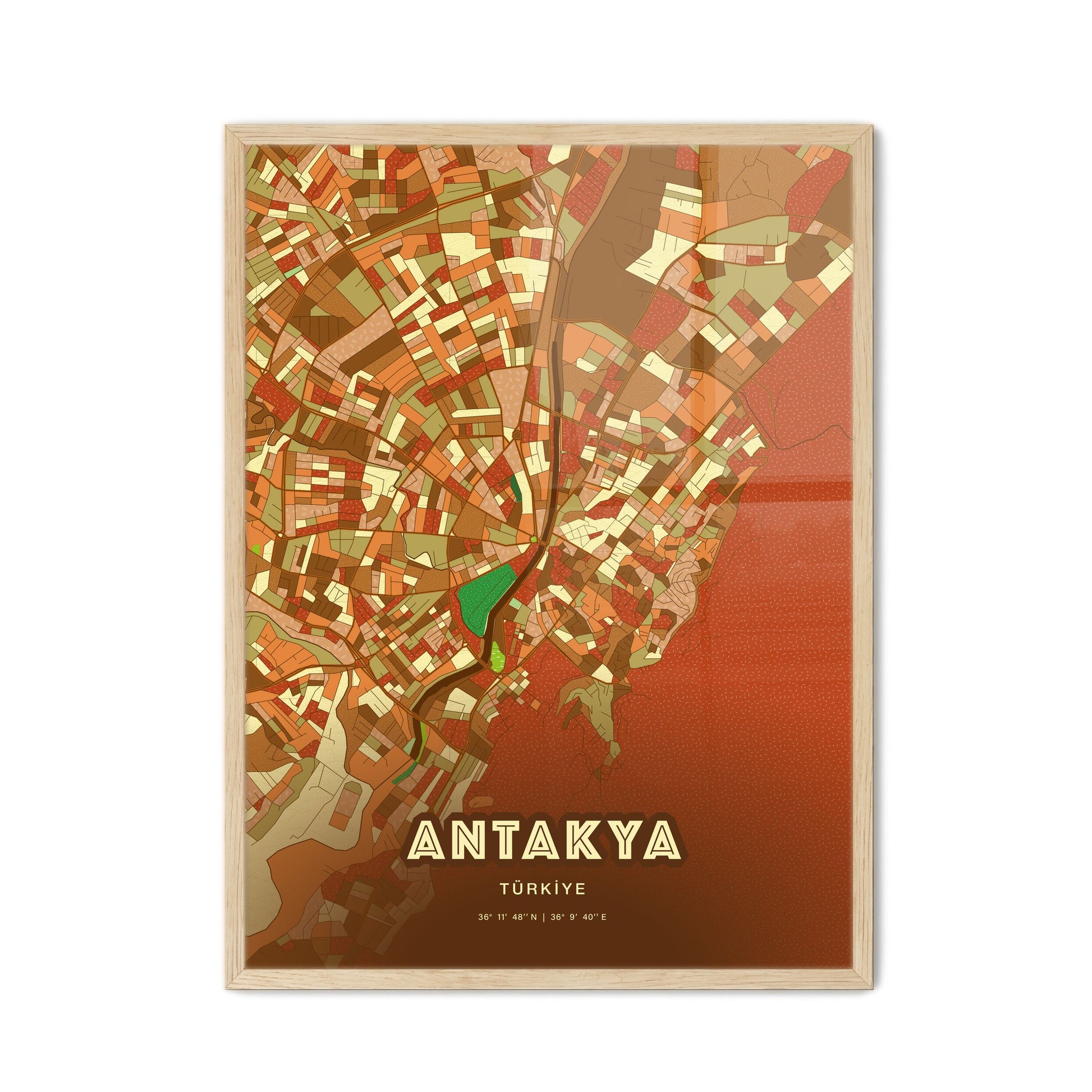 Colorful ANTAKYA TURKEY Fine Art Map Farmhouse