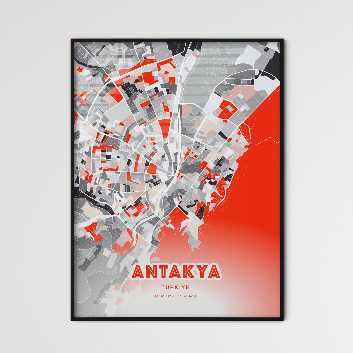 Colorful ANTAKYA TURKEY Fine Art Map Modern