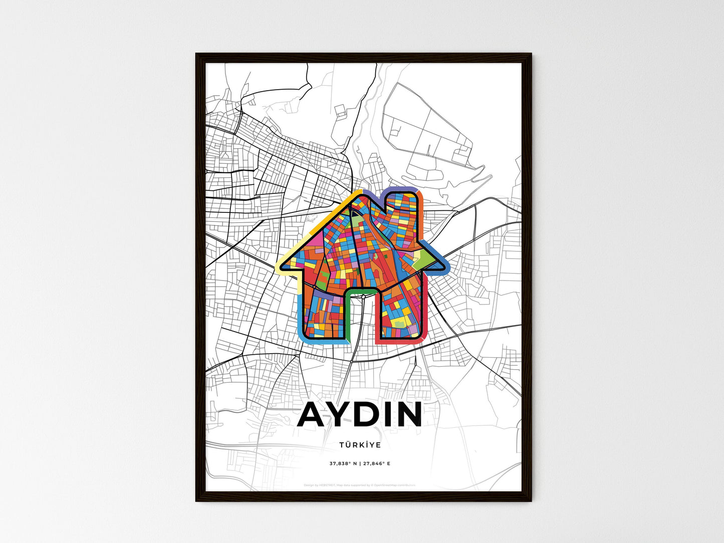 Aydin Turkey wedding art map with home icon