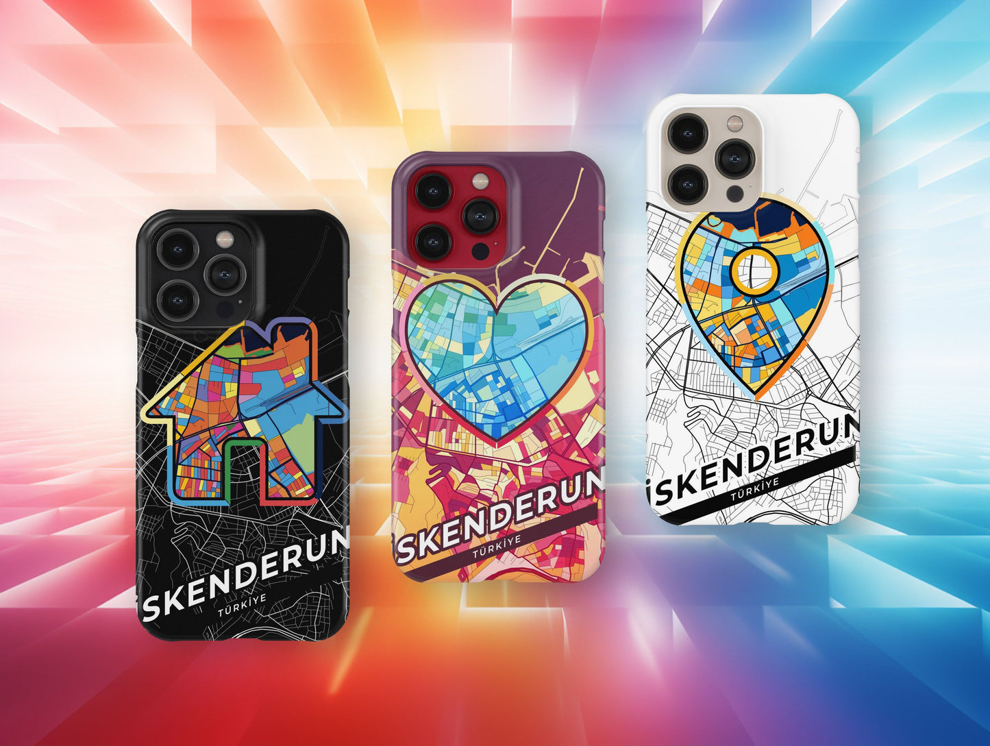 İskenderun Turkey slim phone case with colorful icon. Birthday, wedding or housewarming gift. Couple match cases.