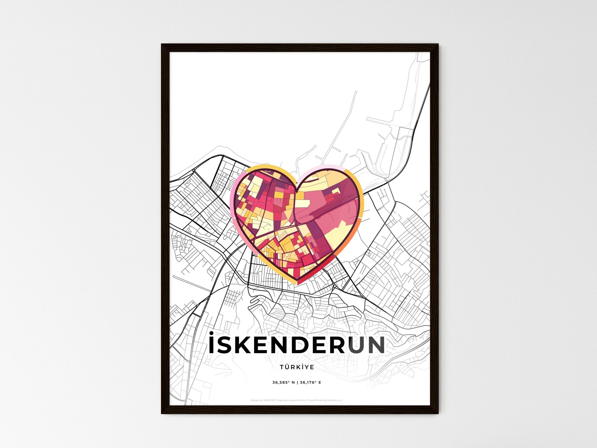 İSKENDERUN TURKEY minimal art map with a colorful icon. Where it all began, Couple map gift. Style 2