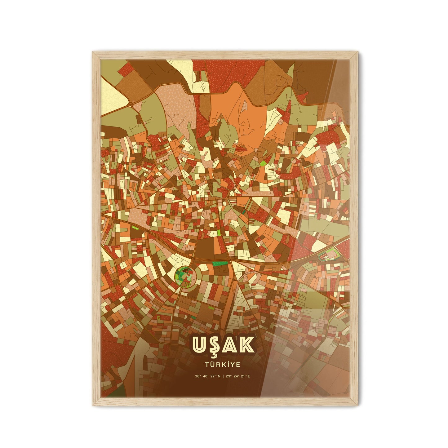 Colorful UŞAK TURKEY Fine Art Map Farmhouse