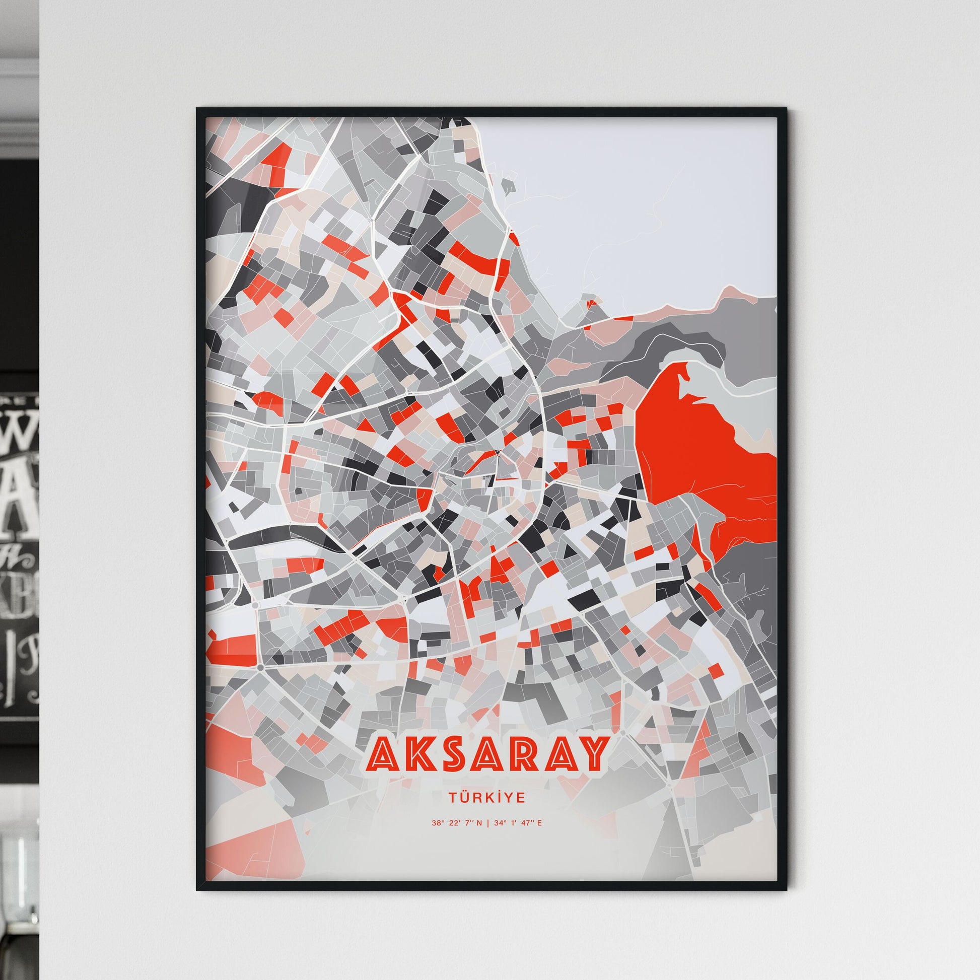 Colorful AKSARAY TURKEY Fine Art Map Modern