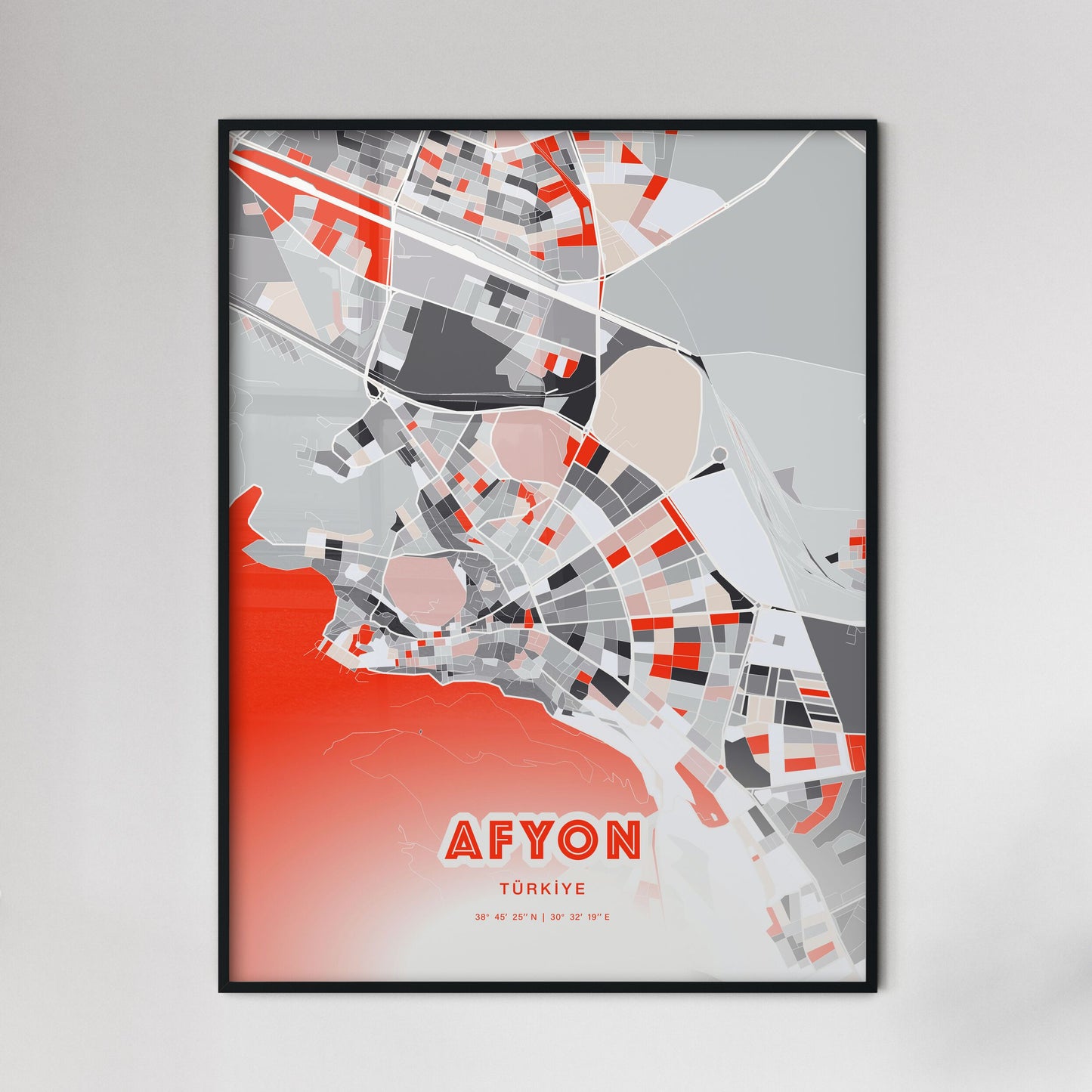 Colorful AFYON TURKEY Fine Art Map Modern