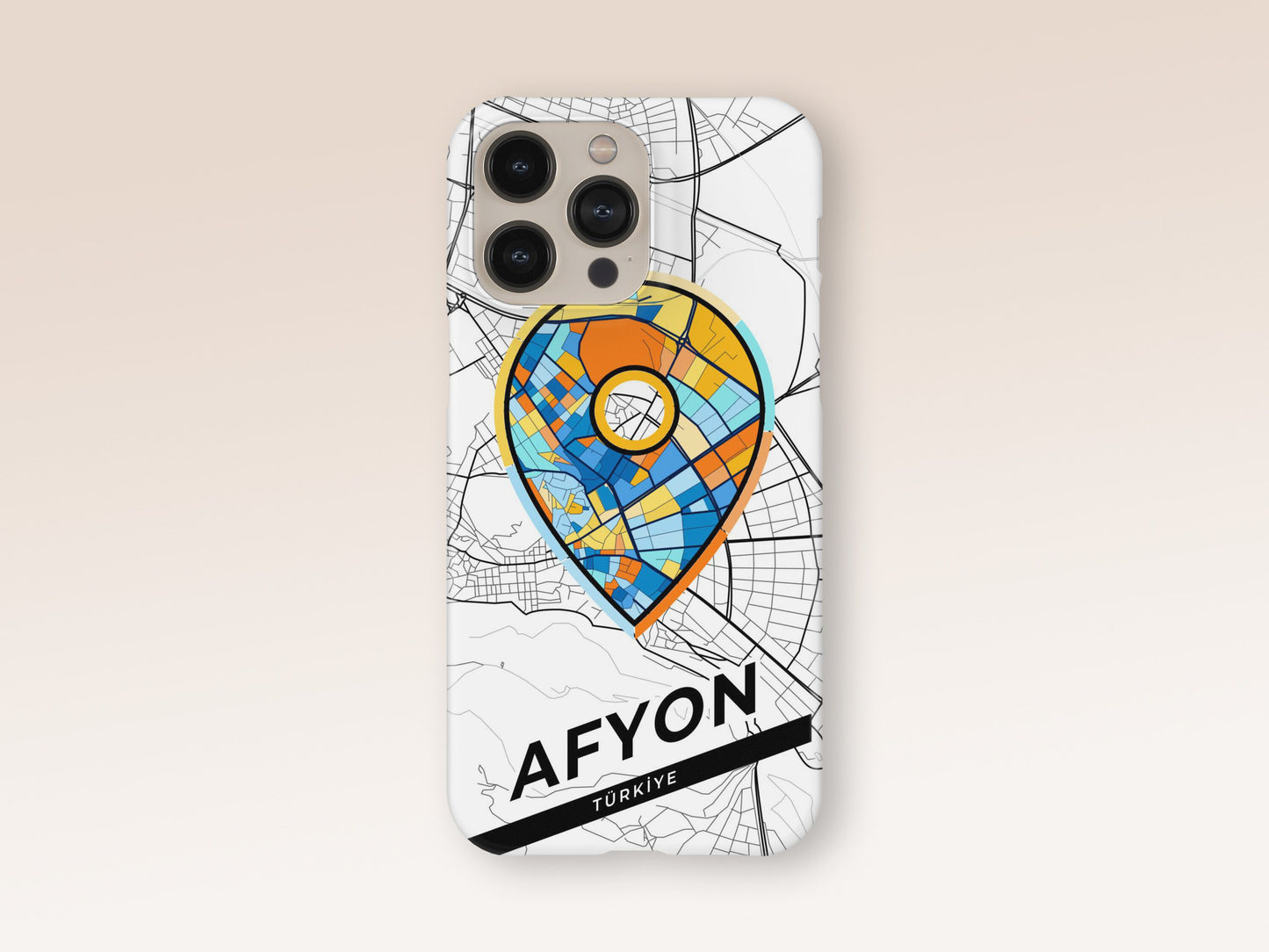 Afyon Turkey slim phone case with colorful icon. Birthday, wedding or housewarming gift. Couple match cases. 1