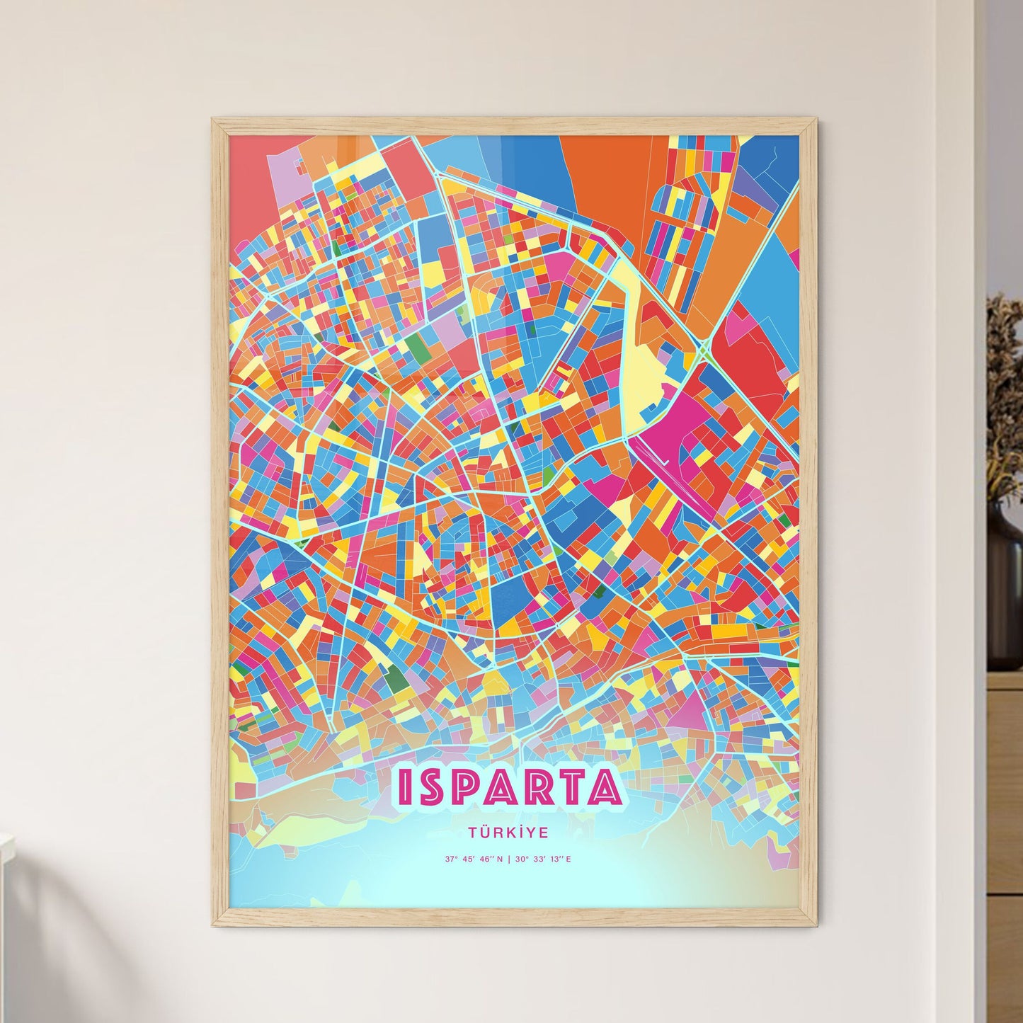 Colorful ISPARTA TURKEY Fine Art Map Crazy Colors