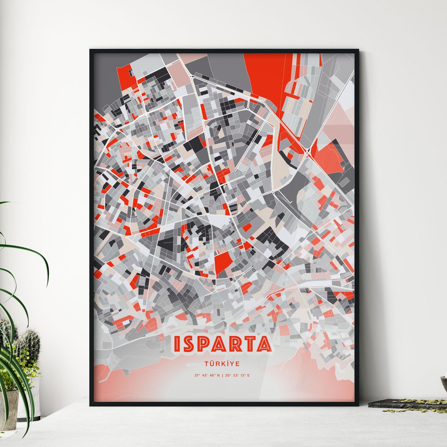 Colorful ISPARTA TURKEY Fine Art Map Modern