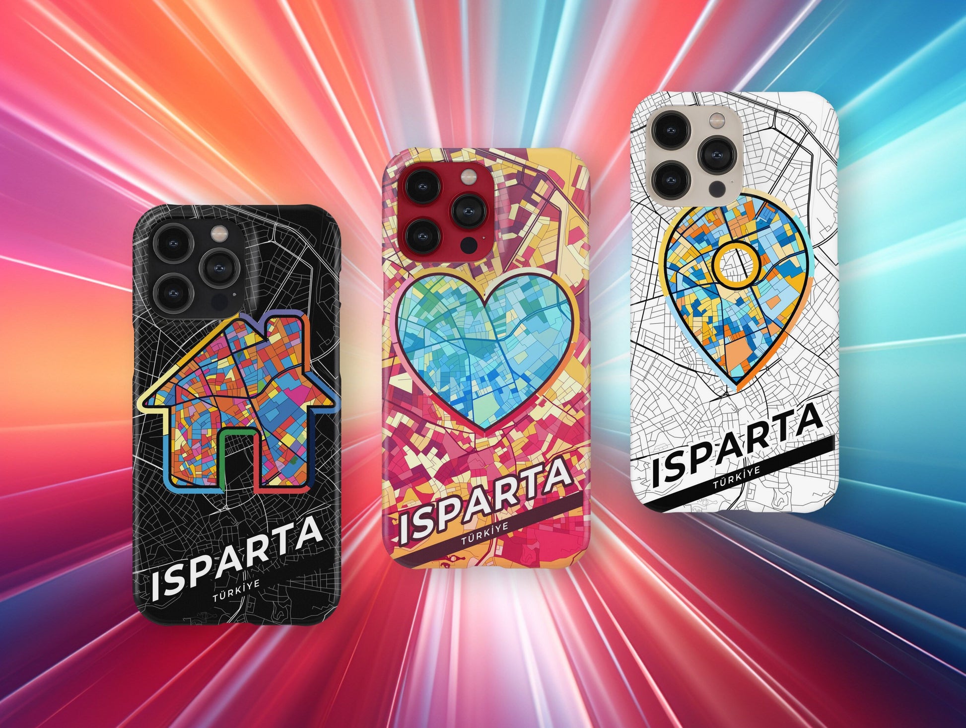 Isparta Turkey slim phone case with colorful icon. Birthday, wedding or housewarming gift. Couple match cases.