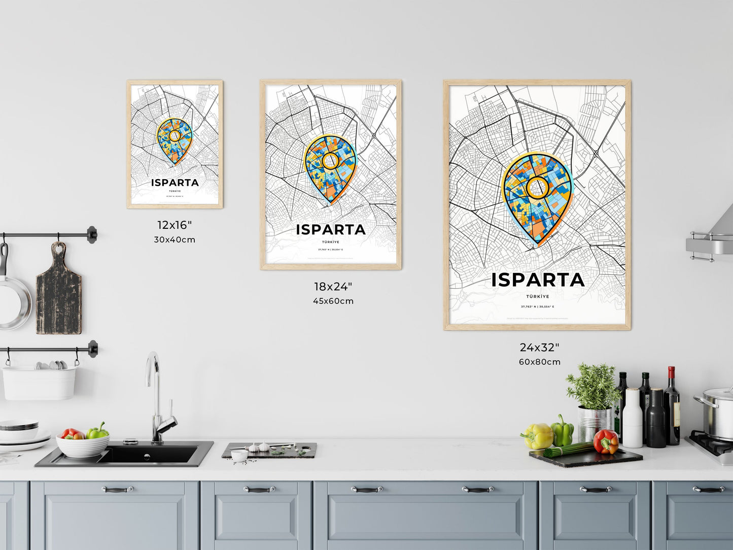 Isparta Turkey art map size chart