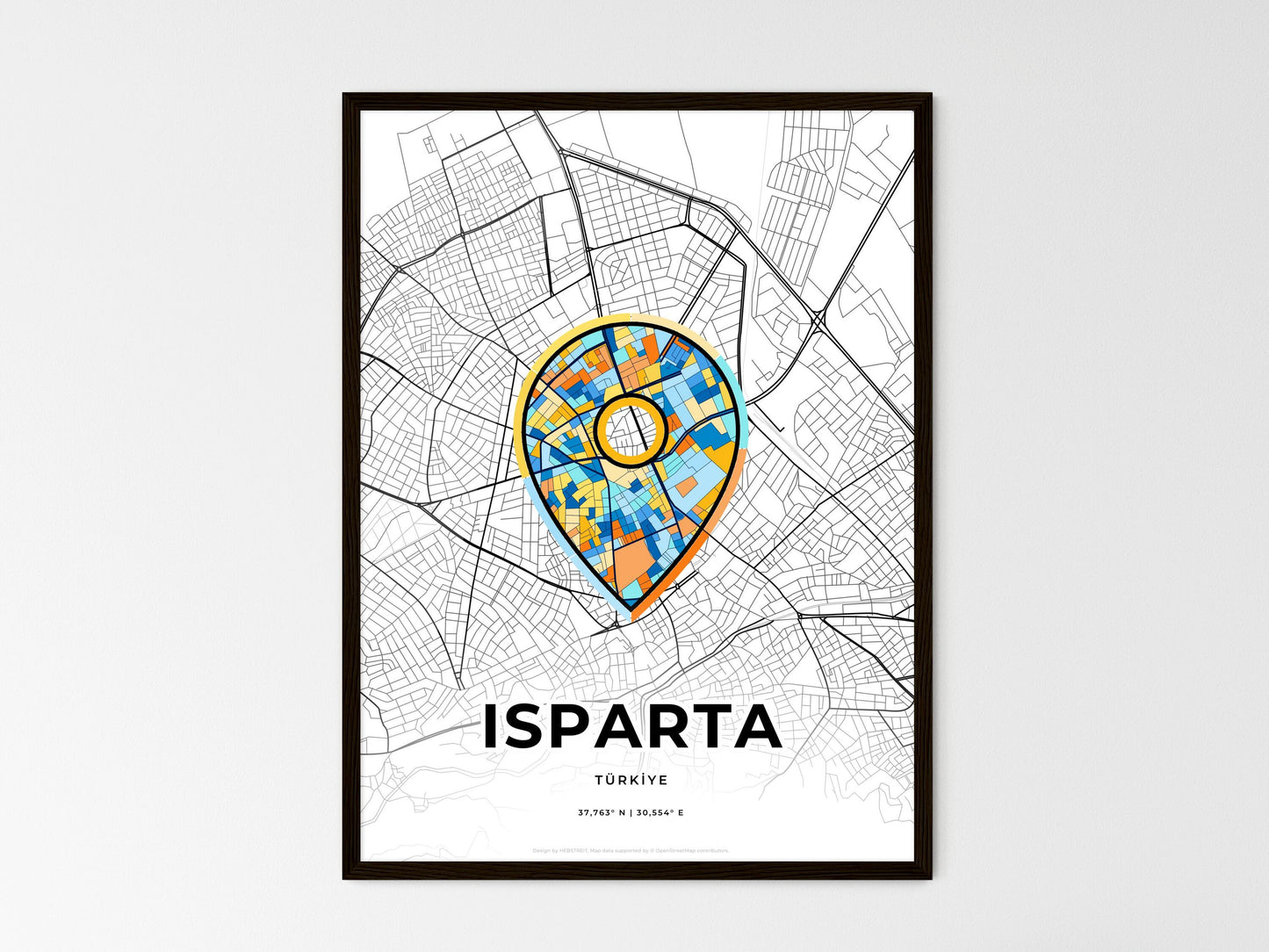 Isparta Turkey wedding art map with pointer icon