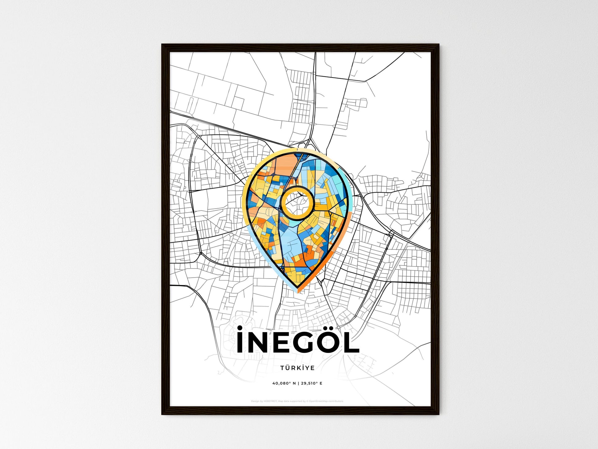 İnegöl Turkey wedding art map with pointer icon