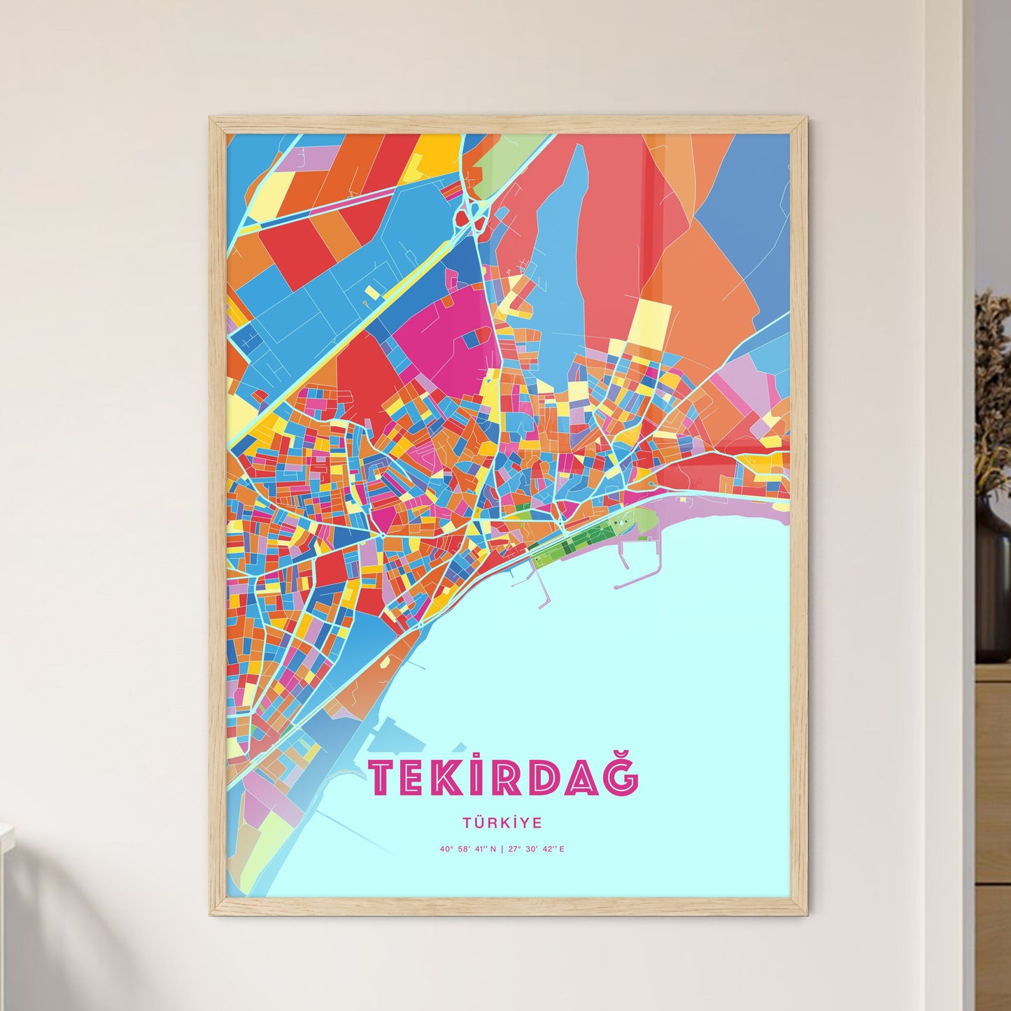 Colorful TEKIRDAĞ TURKEY Fine Art Map Crazy Colors