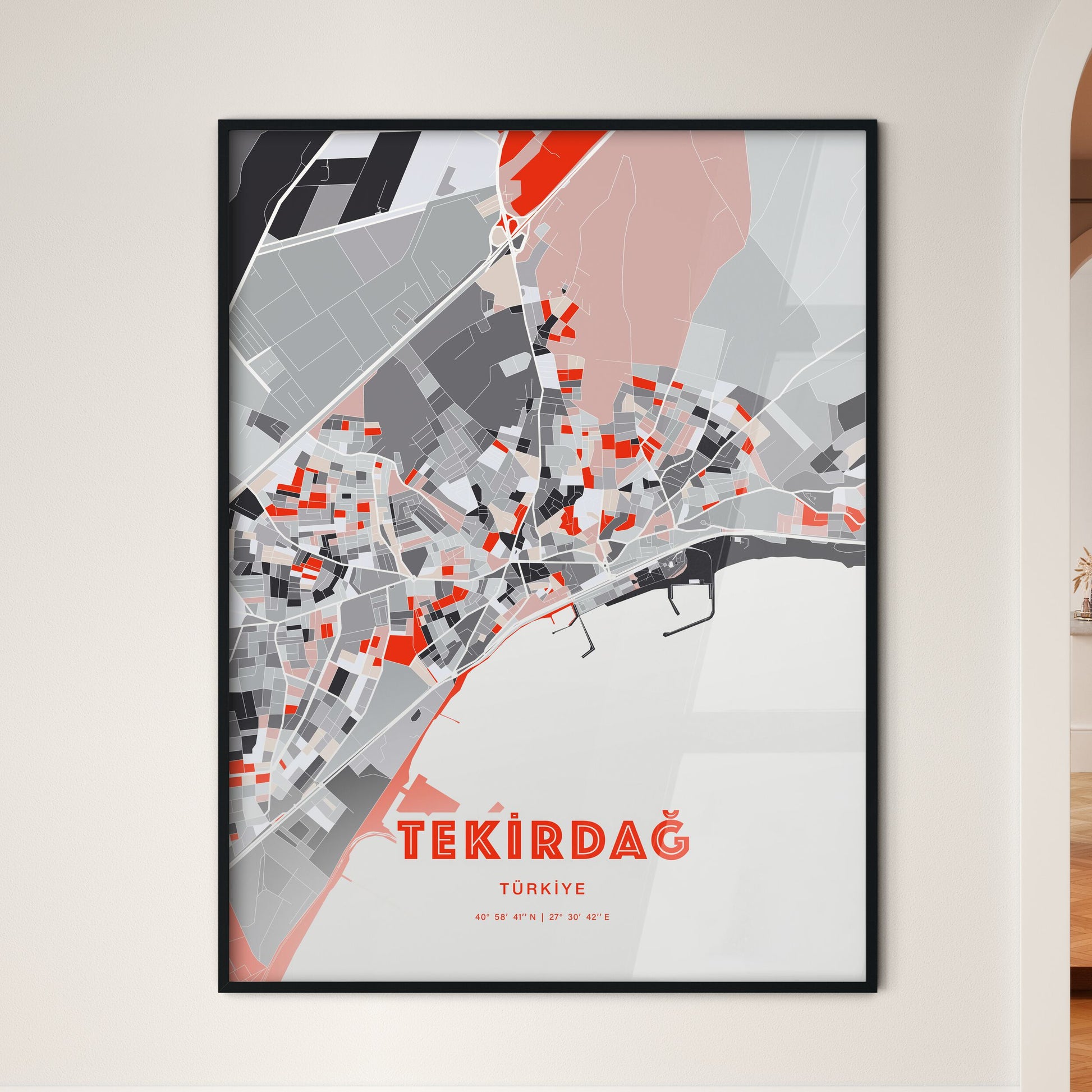 Colorful TEKIRDAĞ TURKEY Fine Art Map Modern