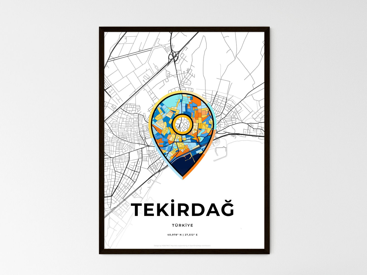 Tekirdağ Turkey wedding art map with pointer icon