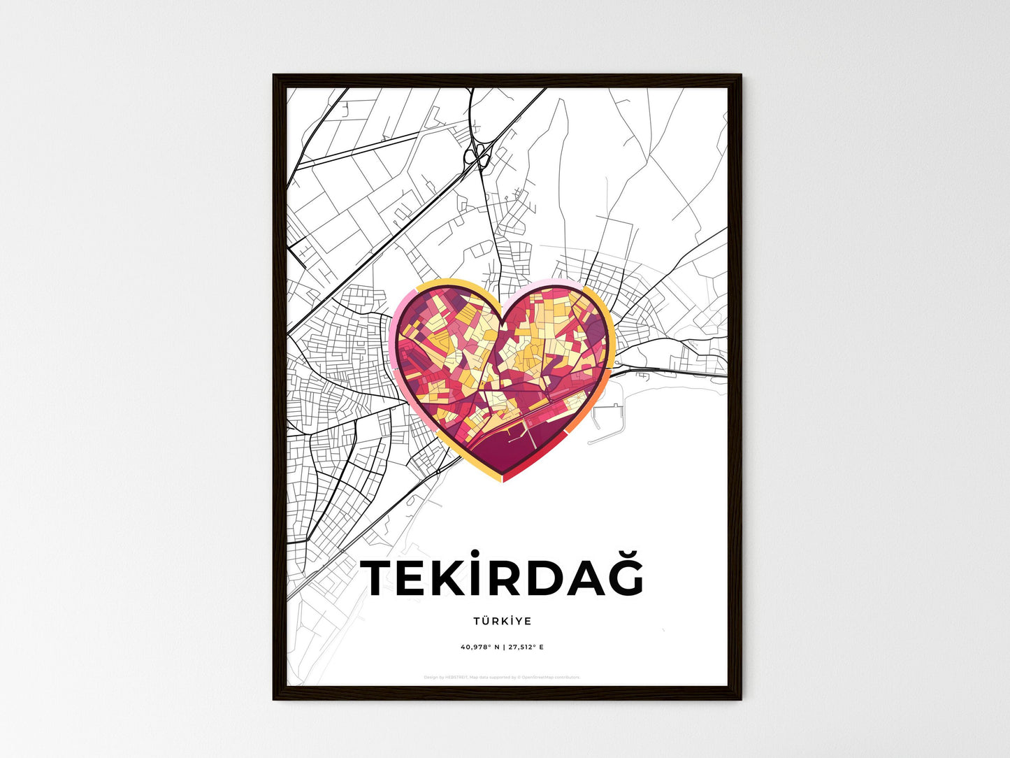 Tekirdağ Turkey wedding art map with heart icon