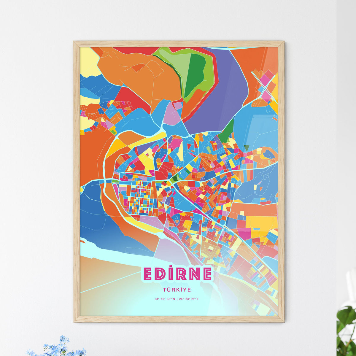 Colorful EDIRNE TURKEY Fine Art Map Crazy Colors